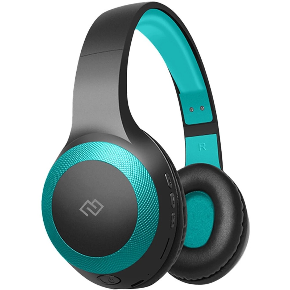 Гарнитура накладные Digma BT-15 черный/голубой беспроводные bluetooth оголовье