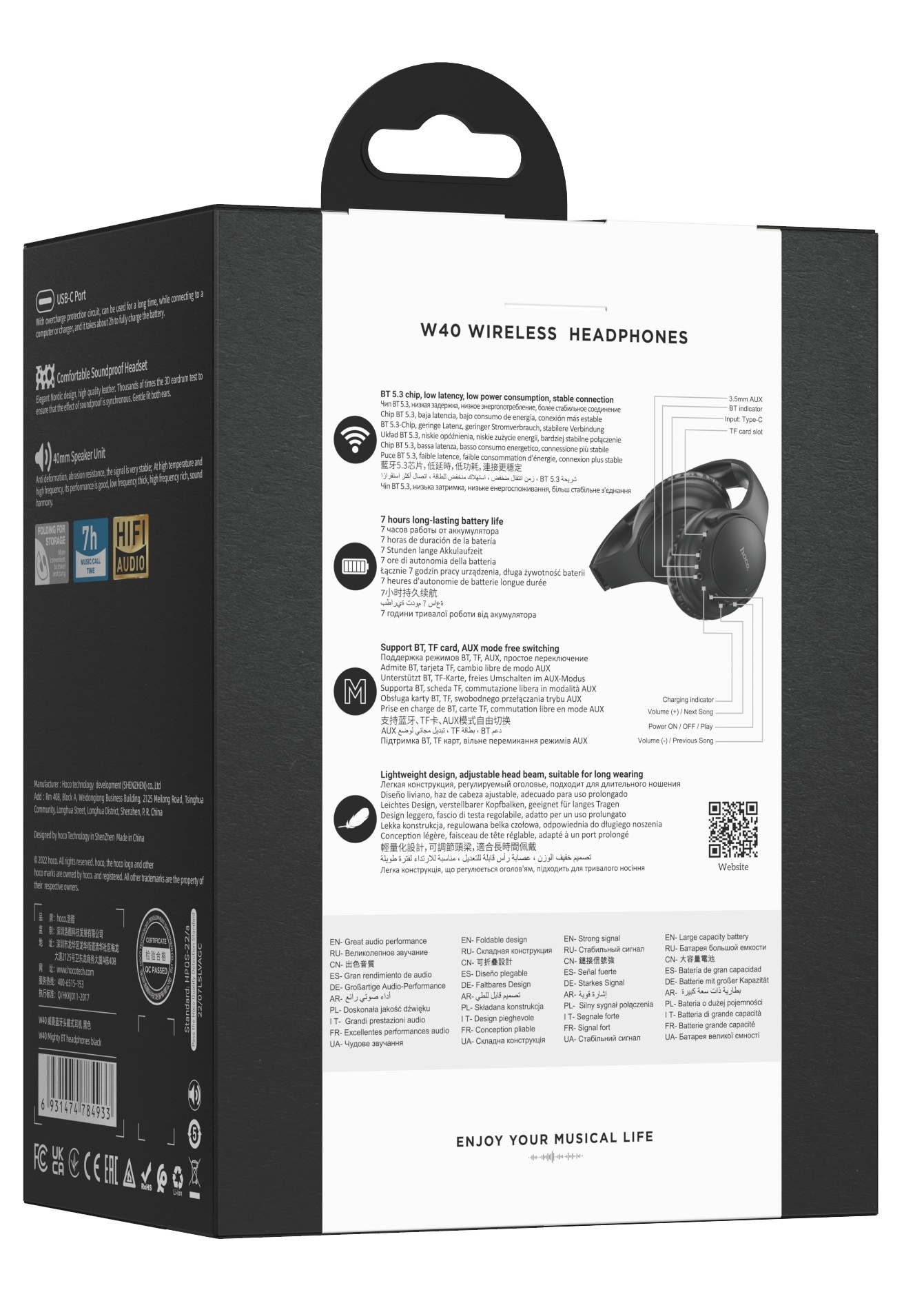 Наушники накладные Hoco Mighty W40 черный беспроводные bluetooth оголовье