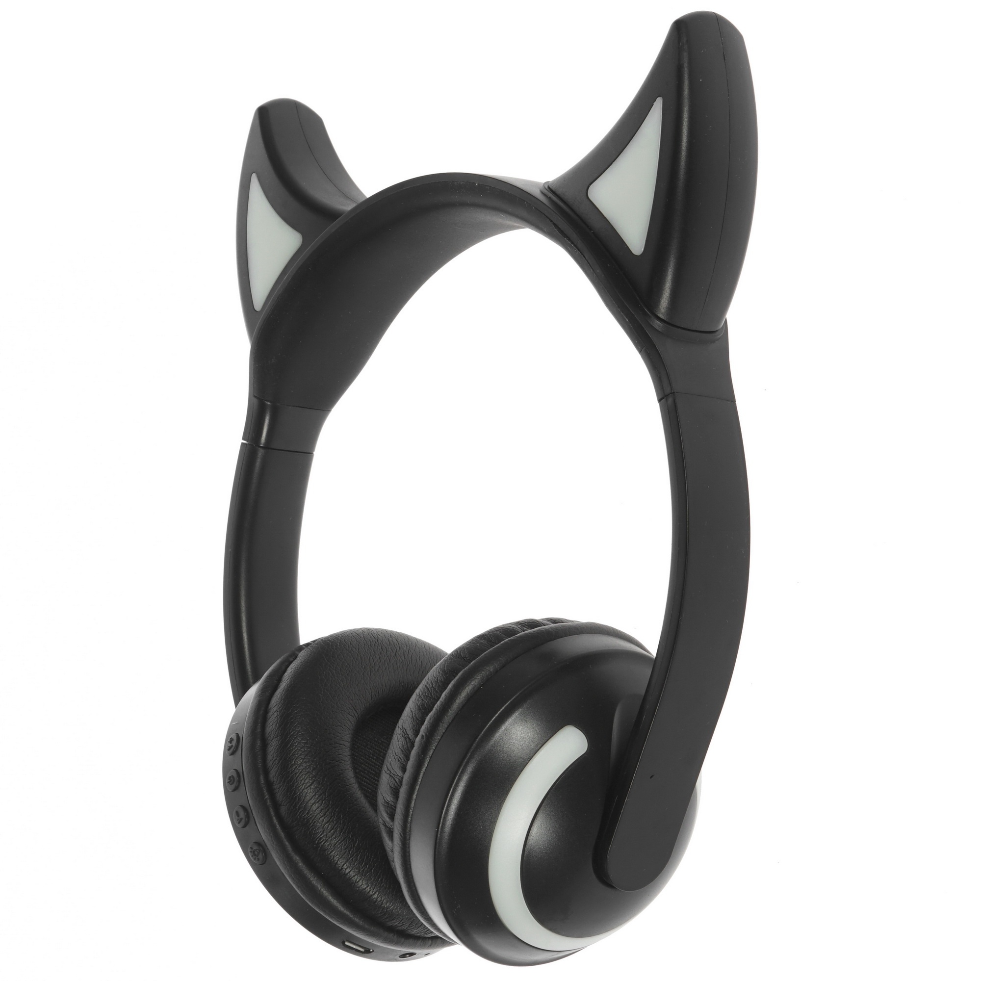 Гарнитура-Bluetooth Qumo Party Cat (ВТ 0024), черный + "ушки" с подсветкой, накладная, Bluetooth 4.2