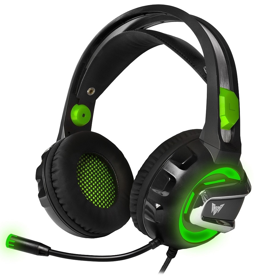 Гарнитура игровая Crown CMGH-3002 черный/зеленый