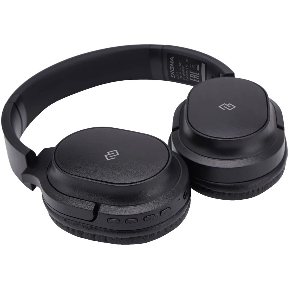 Гарнитура накладные Digma BT-18 черный беспроводные bluetooth оголовье