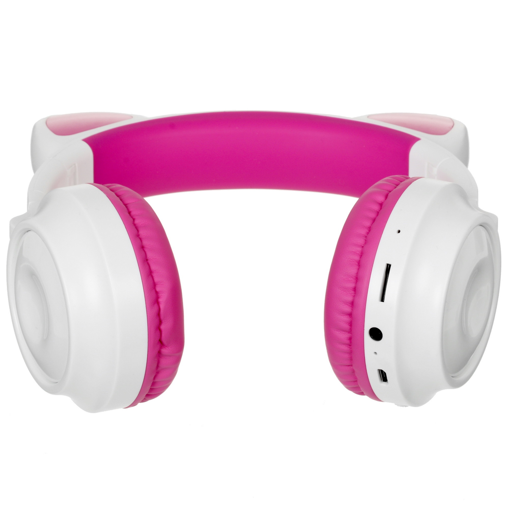 Гарнитура BT QUMO Party Cat ВТ 0025 (бело-розовая) c подсветкой, FM-радио, MicroSD, накладная, Bluet