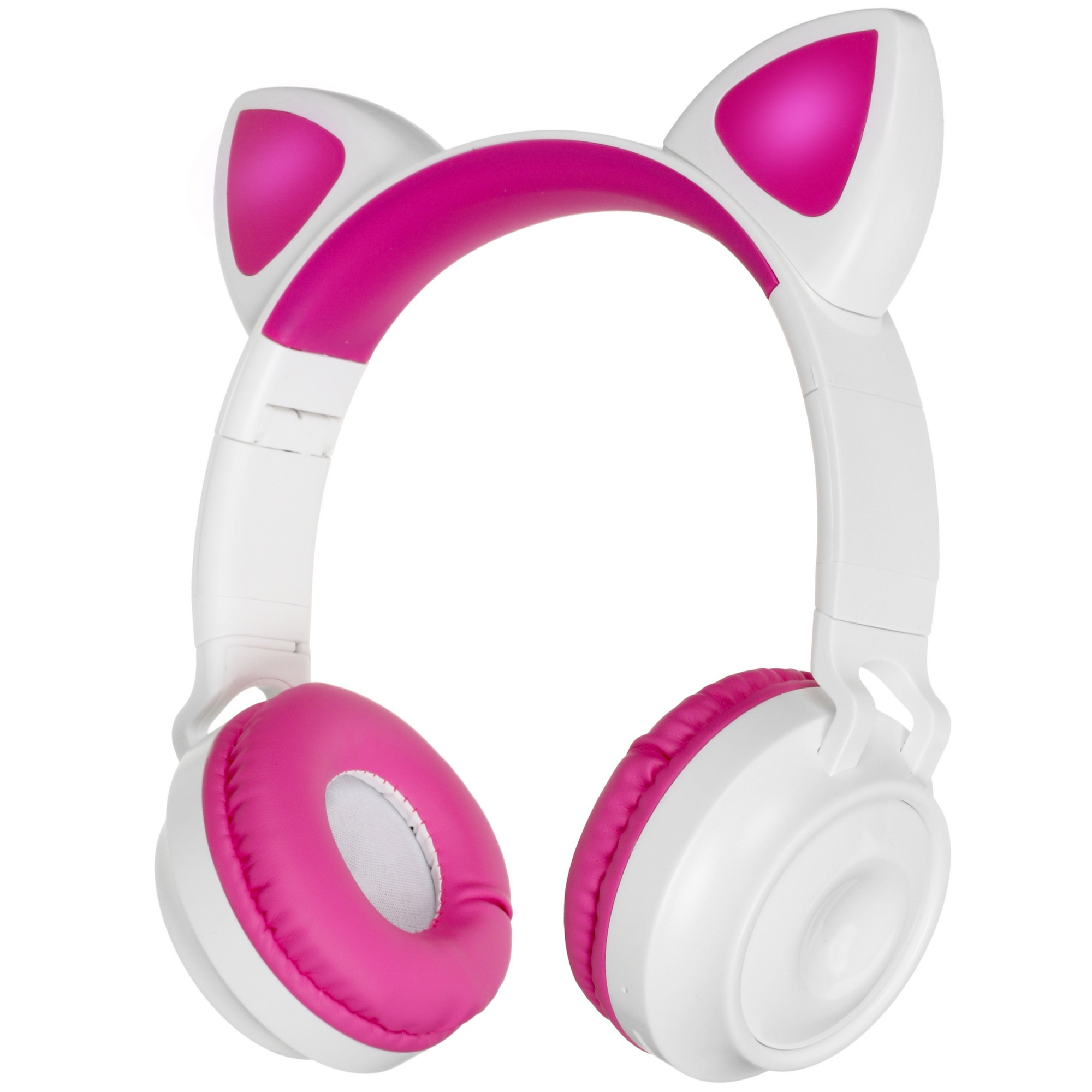 Гарнитура BT QUMO Party Cat ВТ 0025 (бело-розовая) c подсветкой, FM-радио, MicroSD, накладная, Bluet
