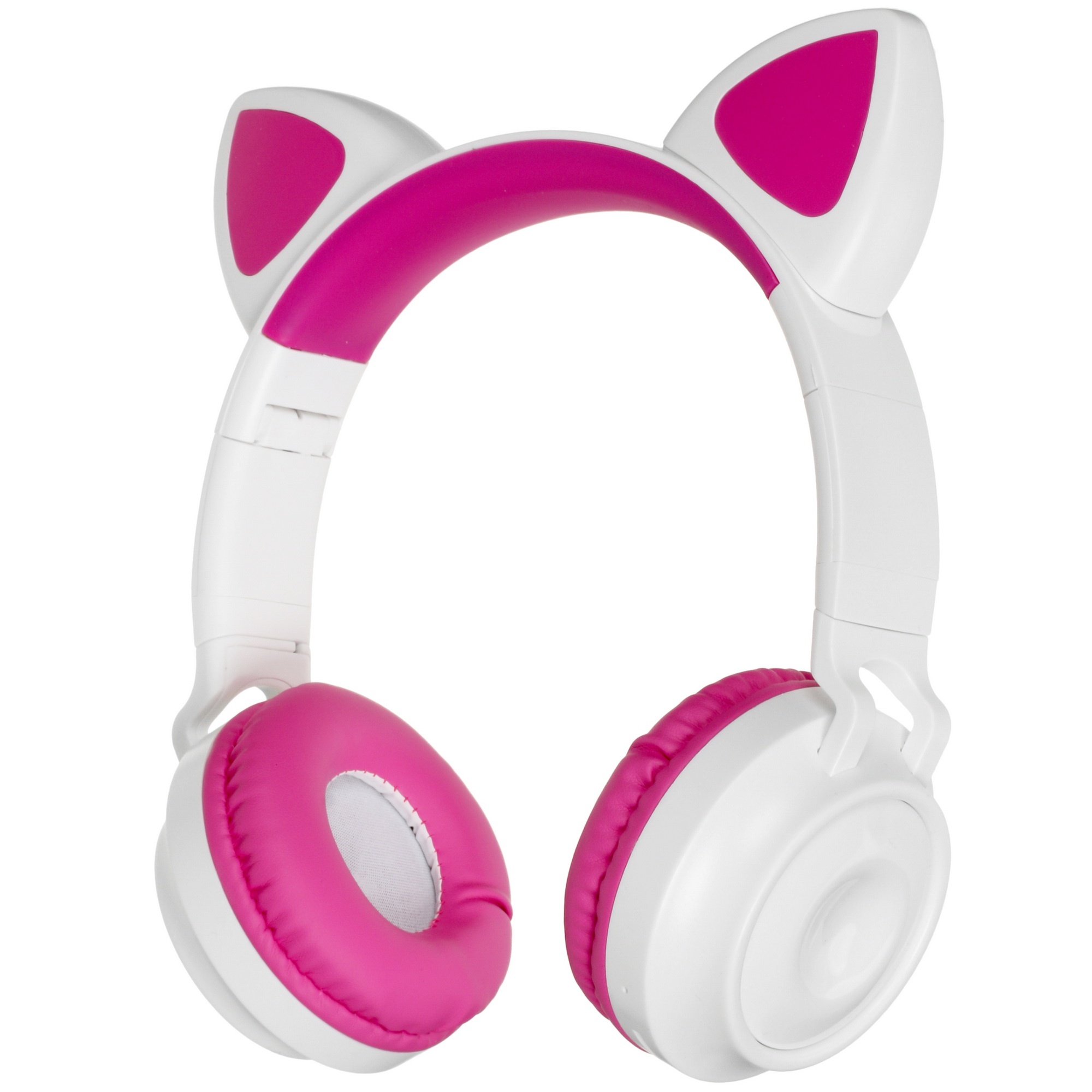 Гарнитура BT QUMO Party Cat ВТ 0025 (бело-розовая) c подсветкой, FM-радио, MicroSD, накладная, Bluet