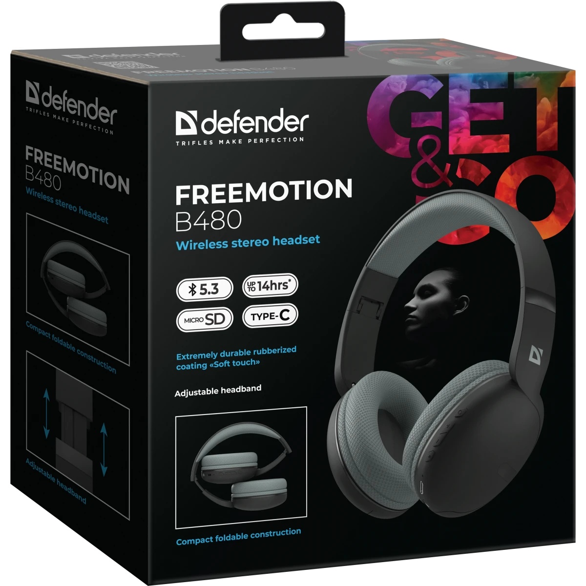 Беспроводная гарнитура DEFENDER (63480) FreeMotion B480 черный