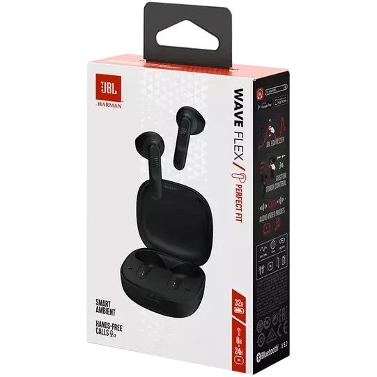 Гарнитура JBL  WAVE FLEX черный  Bluetooth