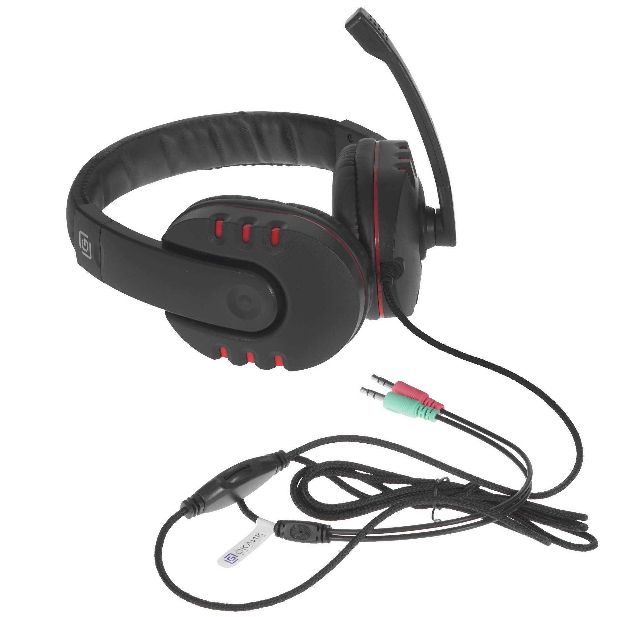Гарнитура Oklick HS-L380G черный/красный 1.8м мониторы оголовье (JD-032)