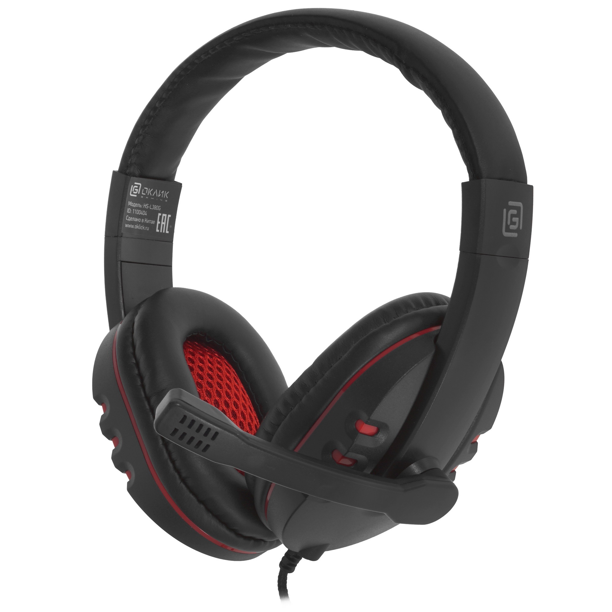 Гарнитура Oklick HS-L380G черный/красный 1.8м мониторы оголовье (JD-032)