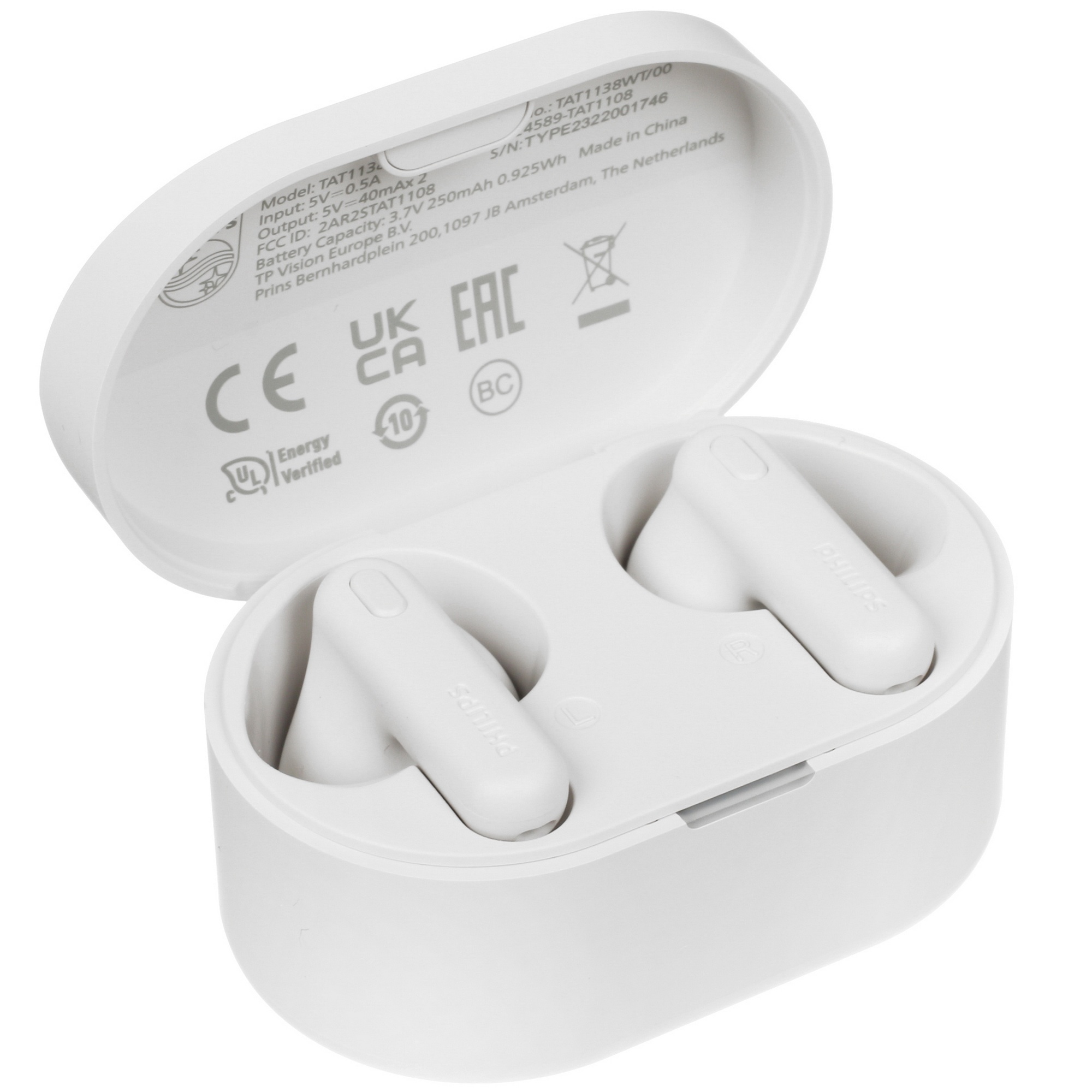 Гарнитура внутриканальные Philips TAT1138WT/00 белый беспроводные bluetooth в ушной раковине