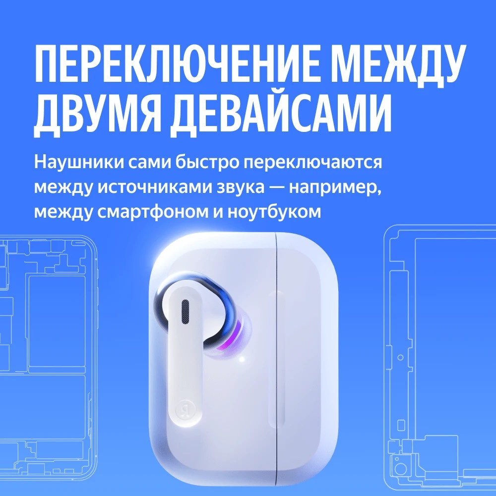 Беспроводные наушники Яндекс Дропс с Алисой AI,TWS, ANC, IP54,YNDX-00150WHT белые