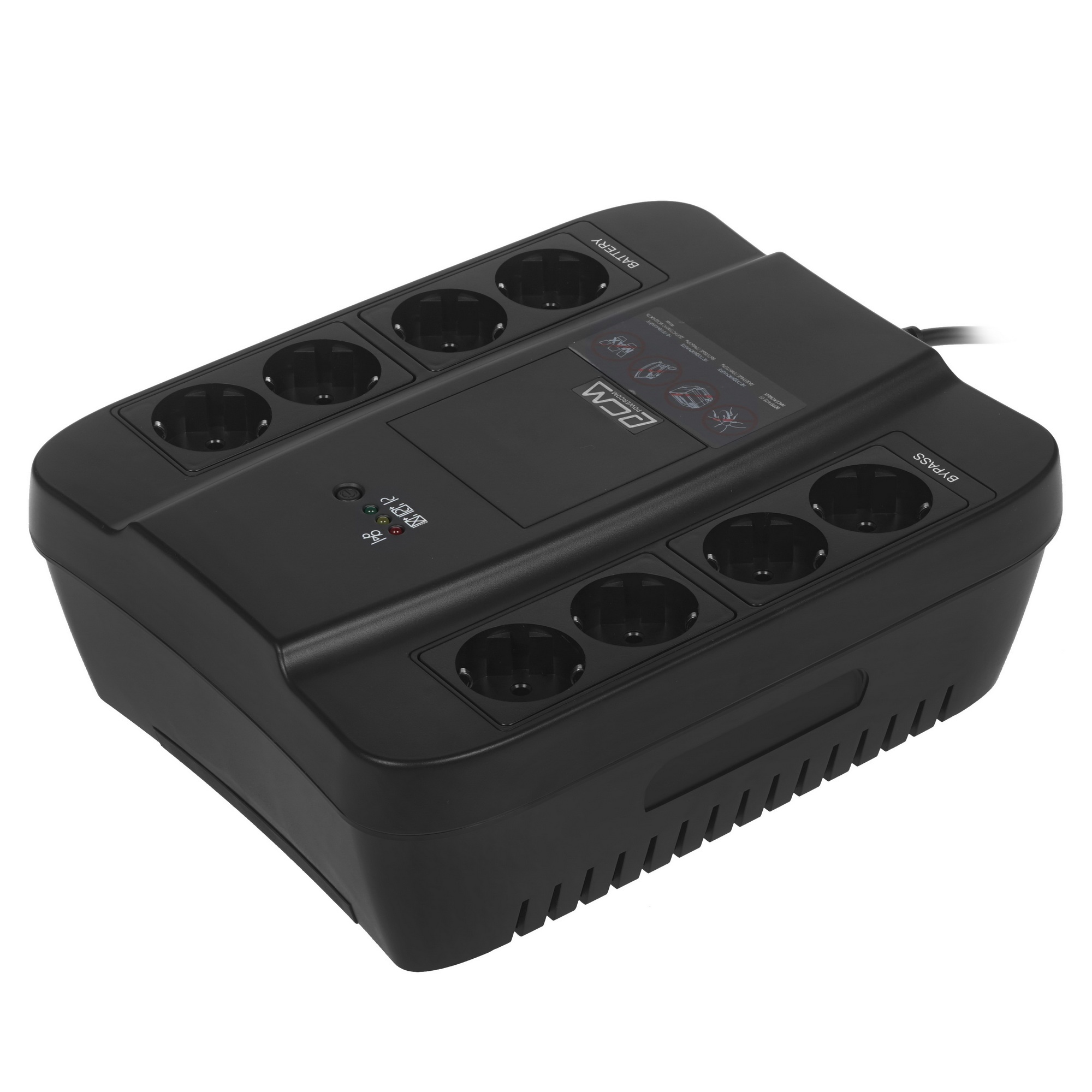 Источник бесперебойного питания Powercom Back-UPS SPIDER, OffLine, 1000VA/550W, Tower, 8xSchuko outlets (4 surge & 4 batt) (332717)