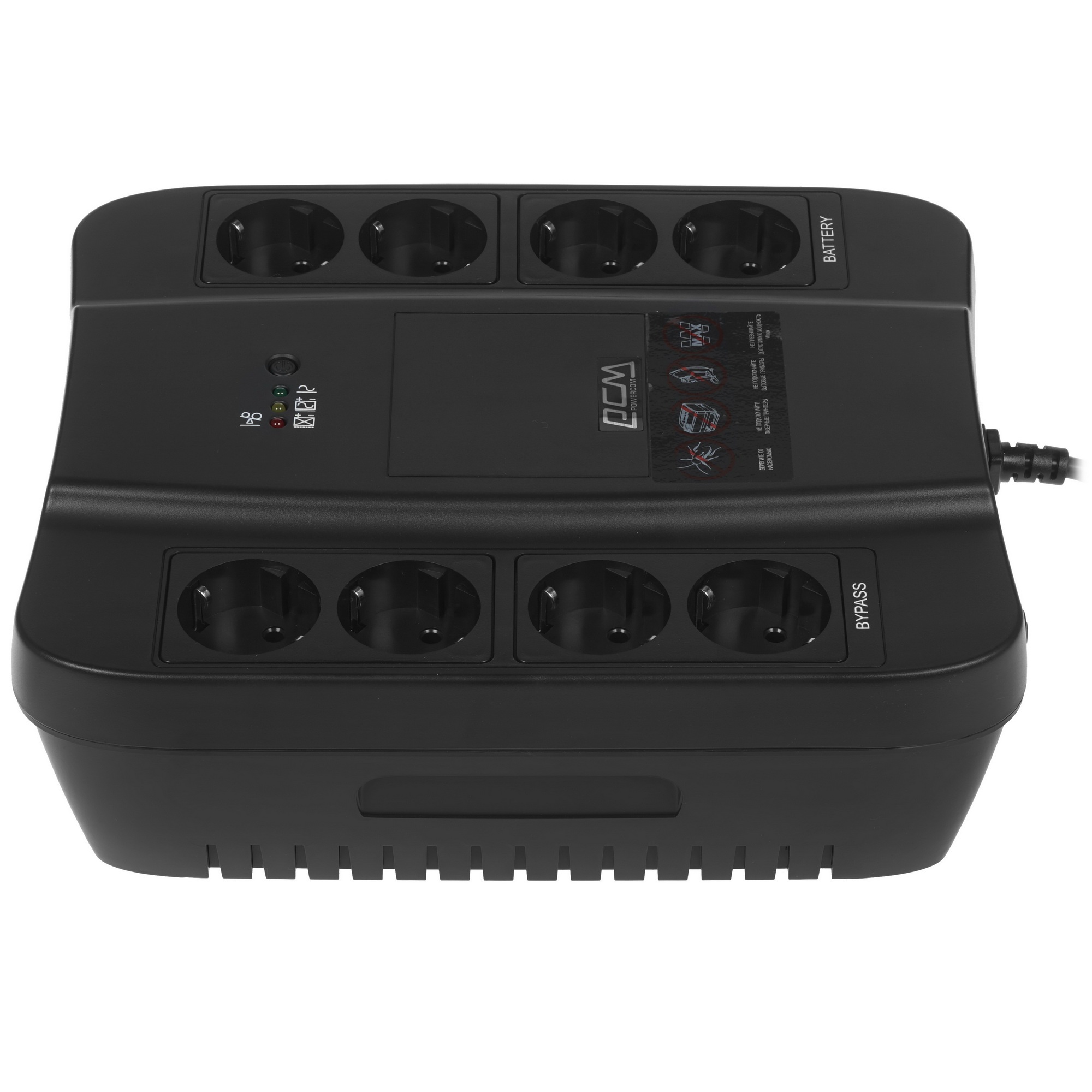 Источник бесперебойного питания Powercom Back-UPS SPIDER, OffLine, 1000VA/550W, Tower, 8xSchuko outlets (4 surge & 4 batt) (332717)