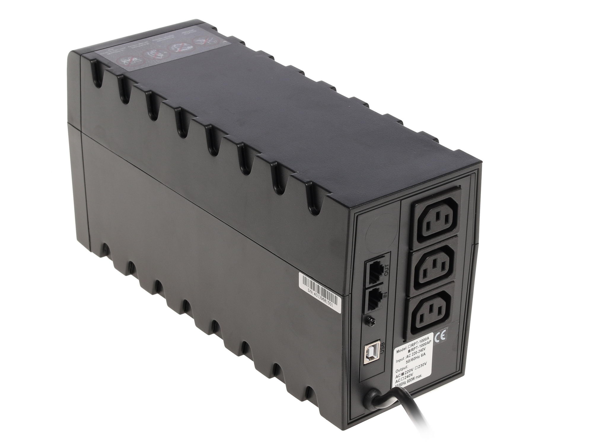 Источник бесперебойного питания Powercom Raptor, Line-Interactive, 1000VA / 600W, Tower, 3*IEC320-C13, USB (792817)