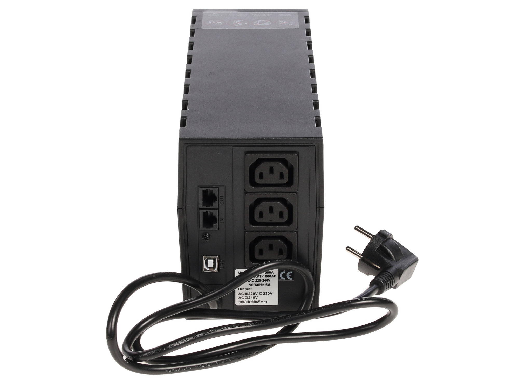 Источник бесперебойного питания Powercom Raptor, Line-Interactive, 1000VA / 600W, Tower, 3*IEC320-C13, USB (792817)