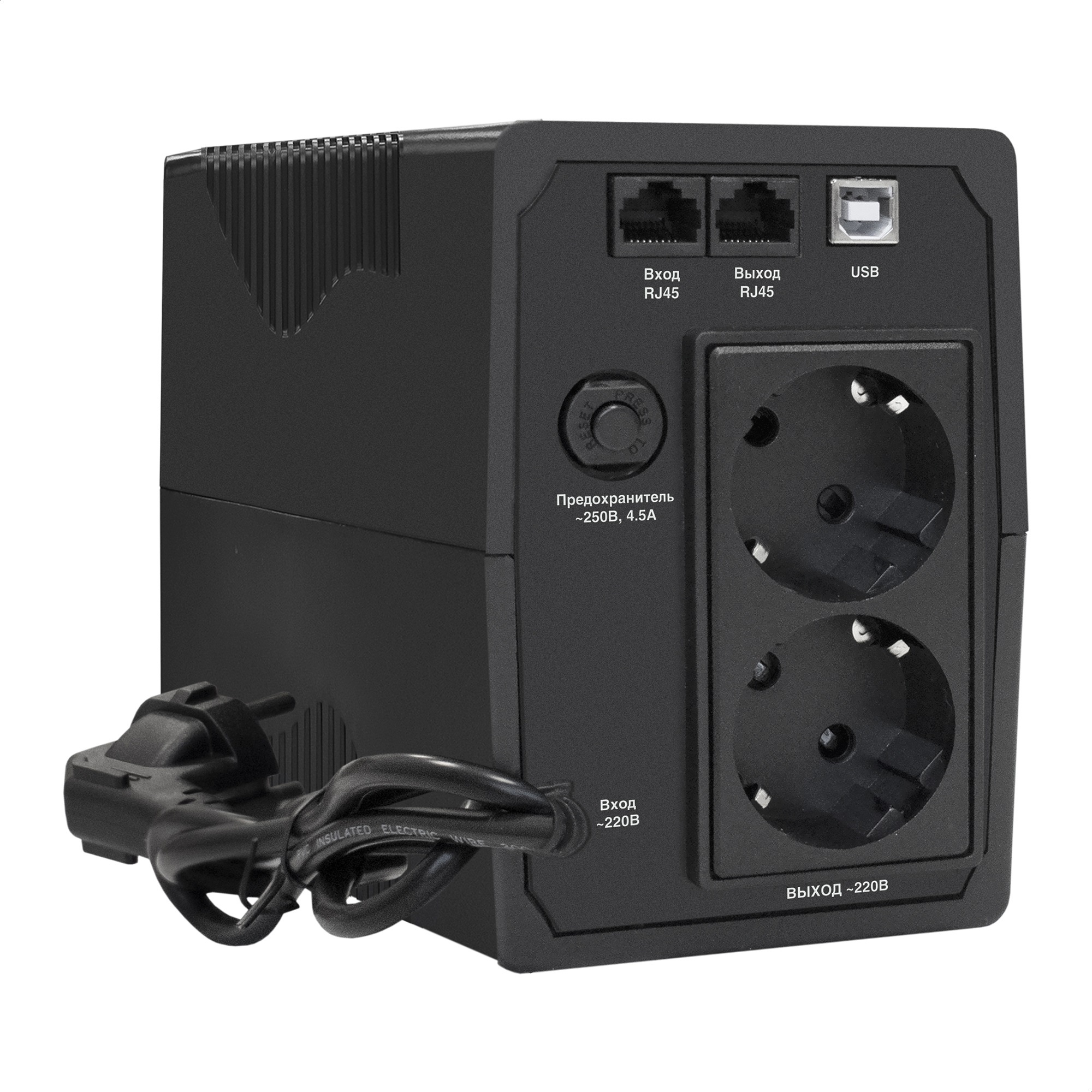ИБП ExeGate SpecialPro UNB-650.LED.AVR.2SH.RJ.USB (650VA/360W, LED, AVR, 2*Schuko, RJ45/11, USB, батарея 12V 7.2Ah, Black)