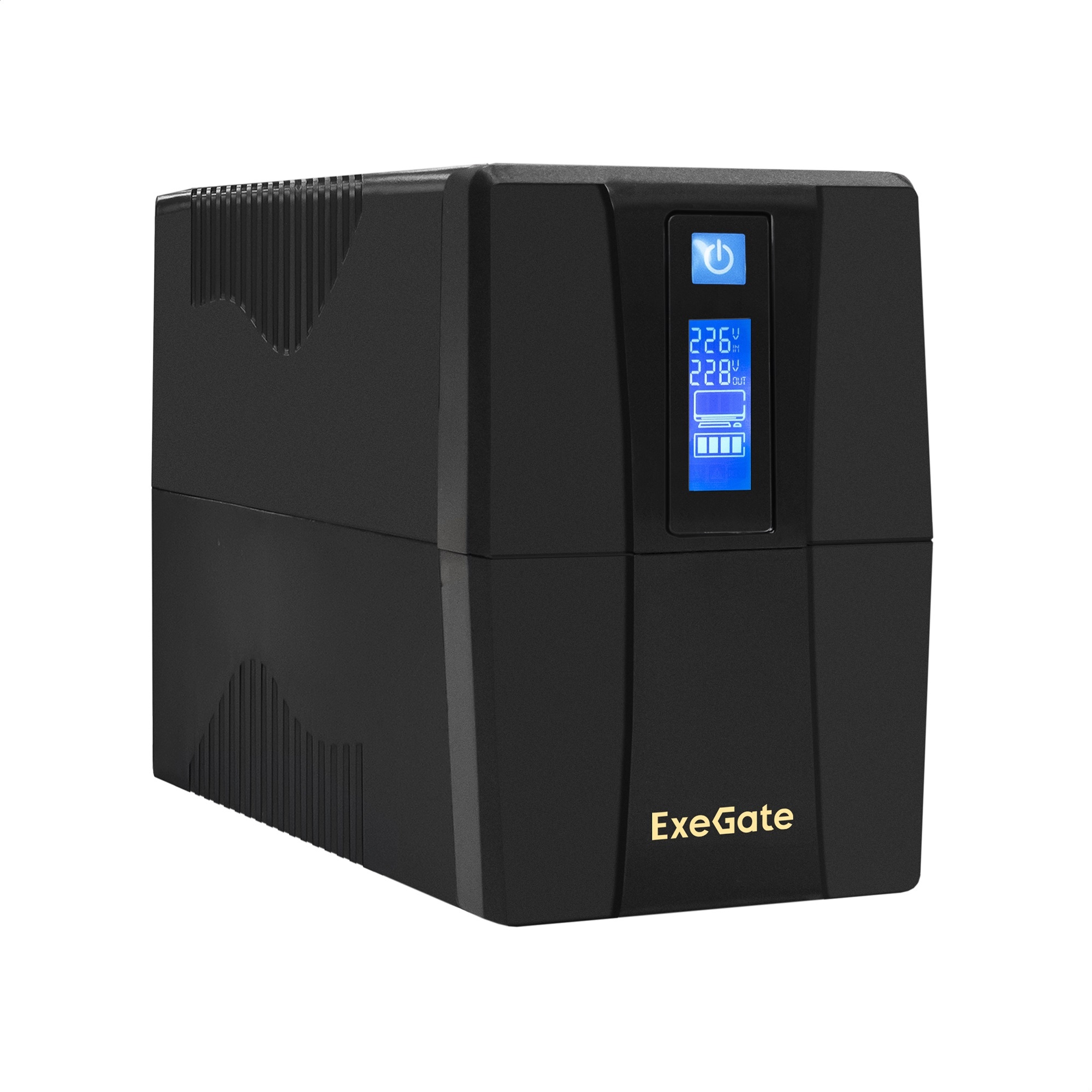 ИБП ExeGate Power Smart ULB-1000.LCD.AVR.2SH (1000VA/550W, LCD, AVR, 2*Schuko, батарея 12V 9Ah, Black)