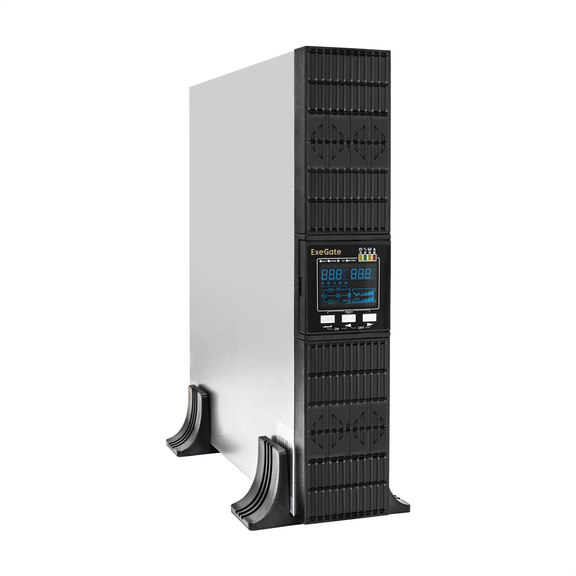 ИБП On-line ExeGate PowerExpert ULS-2000.LCD.AVR.6C13.USB.RS232.SNMP.BC.2U (2000VA/2000W, On-Line, PF=1, LCD, 6*C13, RS232, USB, SNMP-slot, батарея 12V 7.2Ah - 6шт, батарейный коннектор, подключение до 4 внешних батарейных блоков 72В, Rackmount