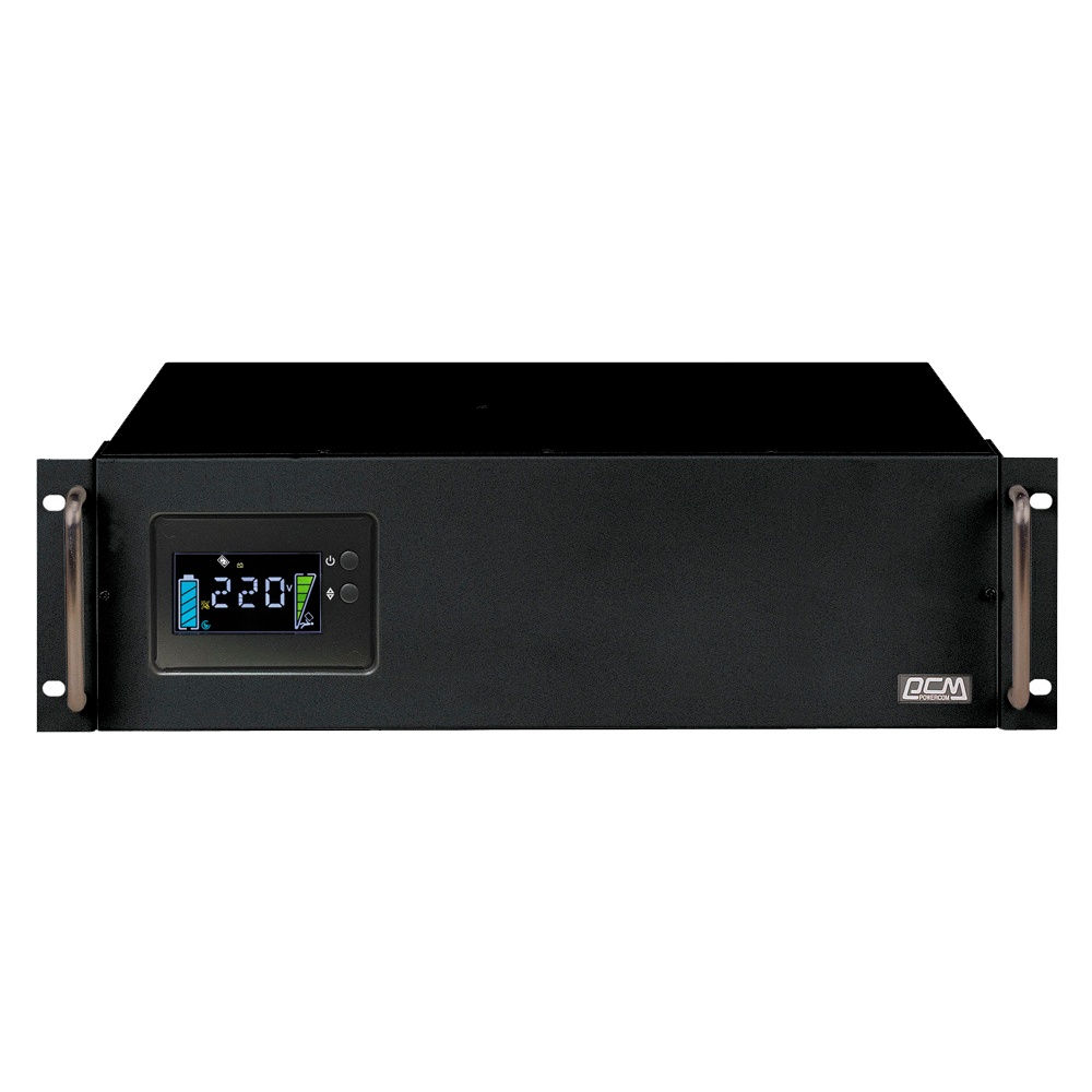 Источник бесперебойного питания Powercom King Pro RM, Line-Interactive, 3000VA/2400W, Rack mount 3U, 8*IEC320-C13 (8 batt), Serial+USB, SmartSlot, LCD, black (1152615)