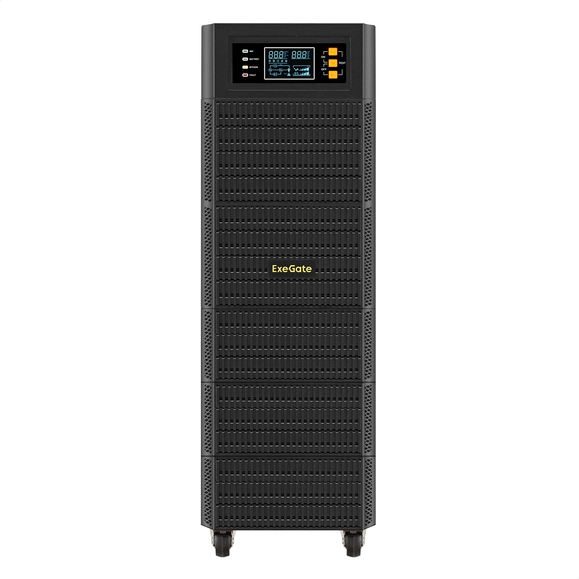 ИБП On-line ExeGate PowerExpert TL-575-6kVA.240V.LCD.AVR.T.USB.RS232.SNMP (6000VA/6000W, On-Line, PF=1, LCD, клеммы, RS232, USB, SNMP-slot, батарея 12V 7.2Ah -20шт, возможность подключения до 4 внешних батарейных блоков 240В, Tower, металлическ