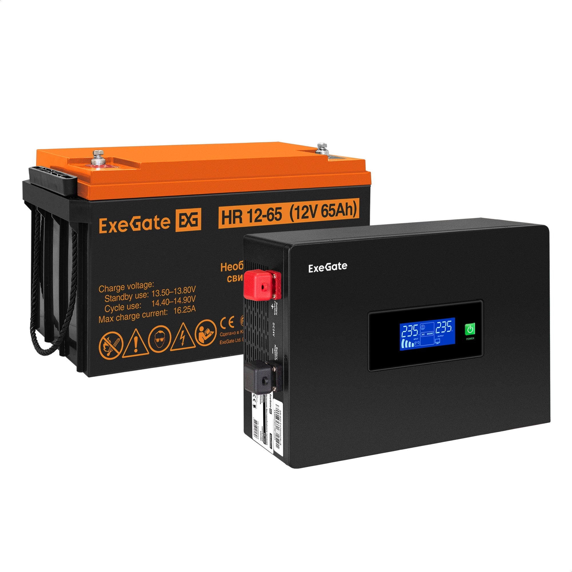 Комплект ИБП ExeGate IdealSine SR-600.LCD.2SH + Батарея 65Aч, 1 шт. (ИБП  + АКБ , 1шт.)