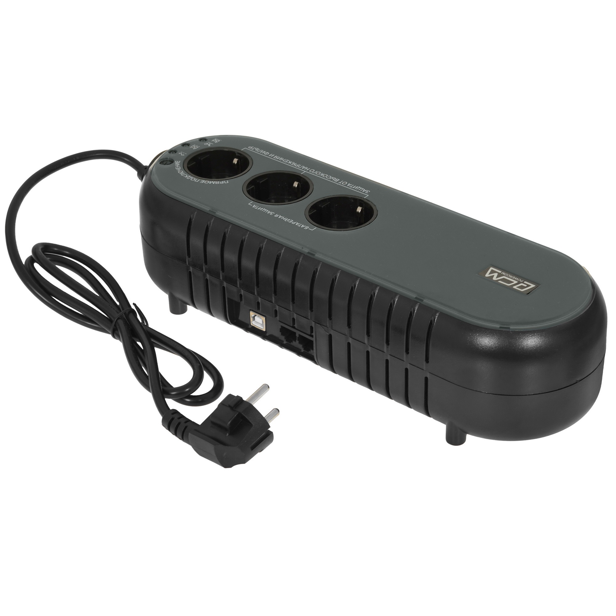Источник бесперебойного питания Powercom Back-UPS WOW, OffLine, 700VA/350W, Tower, 3xSchuko outlets(1 Surge & 2 batt), USB (37371)