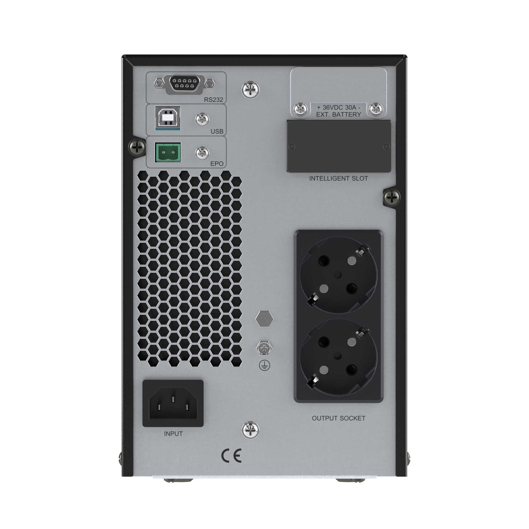 Онлайн ИБП ДКС серии Small Tower, 1000 ВА/900 Вт, 1/1, 2xSchuko, EPO, USB, RS-232, RJ45, 3x7Ач DKC S