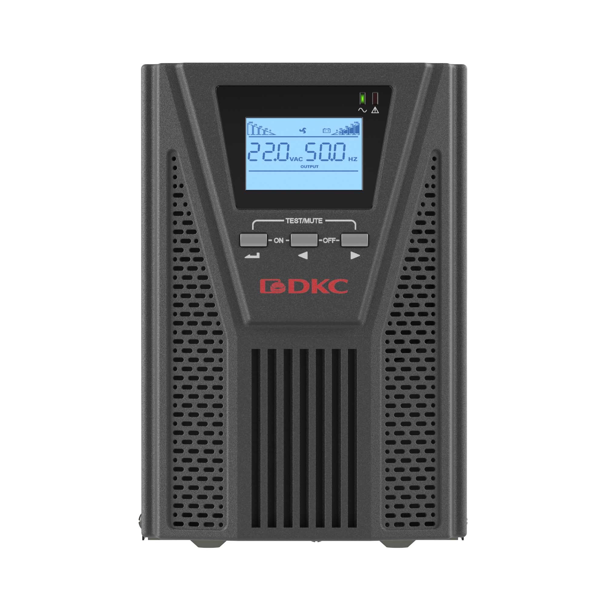 Онлайн ИБП ДКС серии Small Tower, 1000 ВА/900 Вт, 1/1, 2xSchuko, EPO, USB, RS-232, RJ45, 3x7Ач DKC S