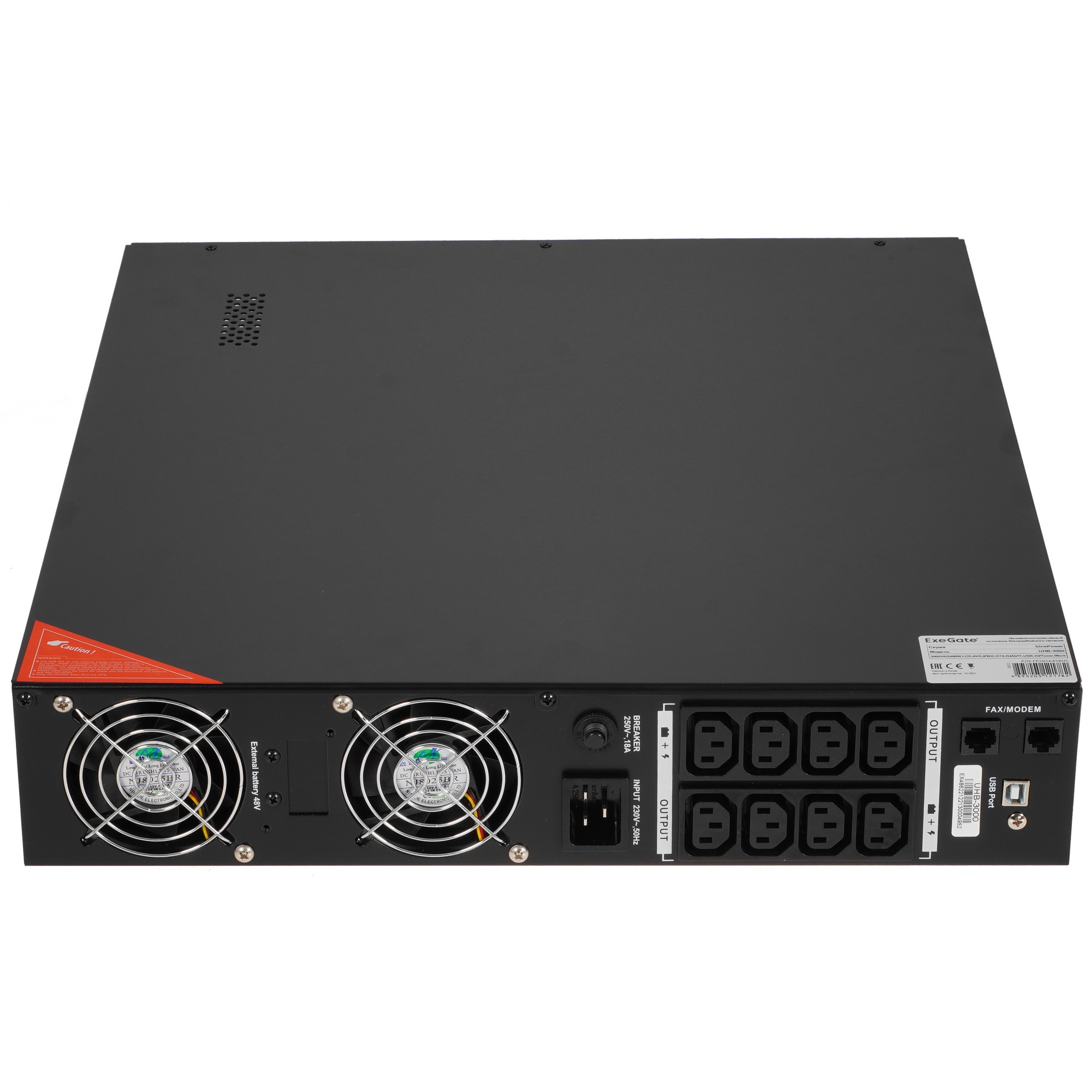 Источник бесперебойного питания Pure Sine Wave ExeGate SinePower UHB-3000.LCD.AVR.C13.RJ.USB.2U 300