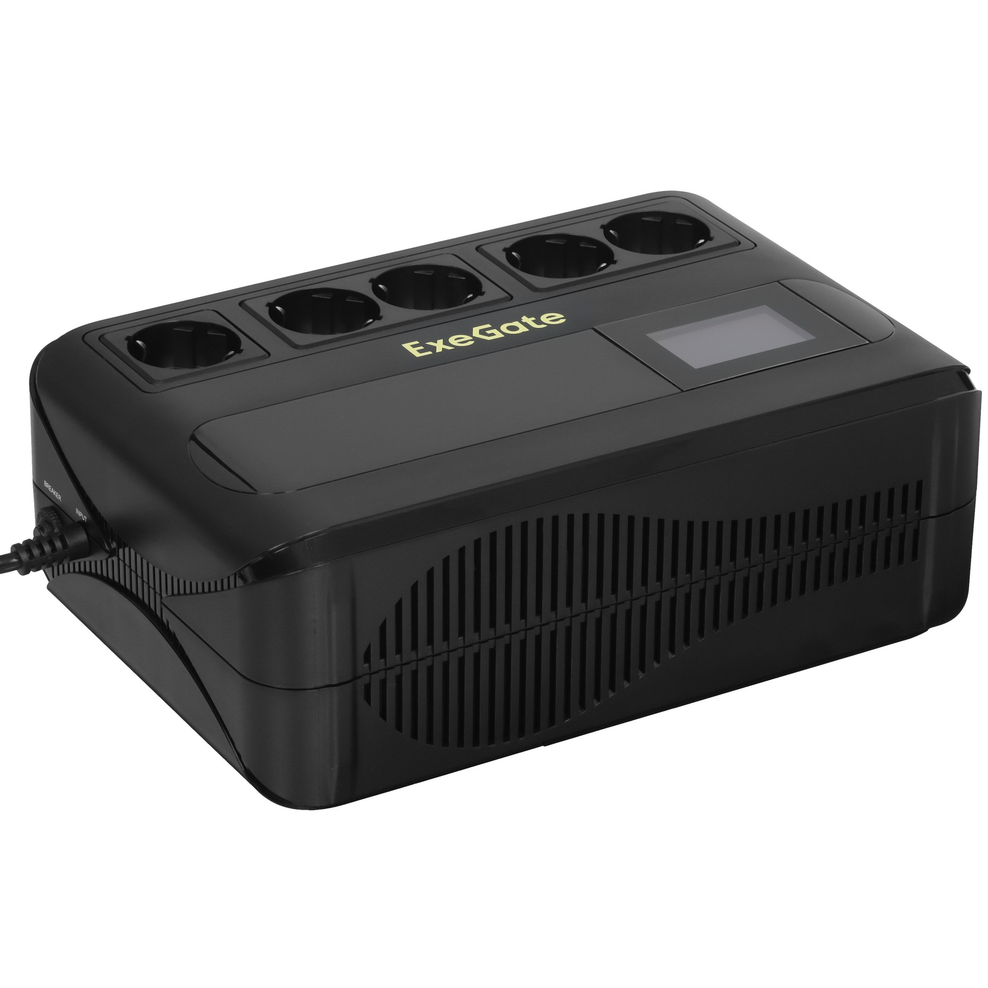 ИБП ExeGate NEO Smart BU-800.LCD.AVR.5SH.CH (800VA/480W, цветной LCD-дисплей, AVR, 5*Schuko, USB-порт для зарядки, батарея 12V 7.2Ah, Black)