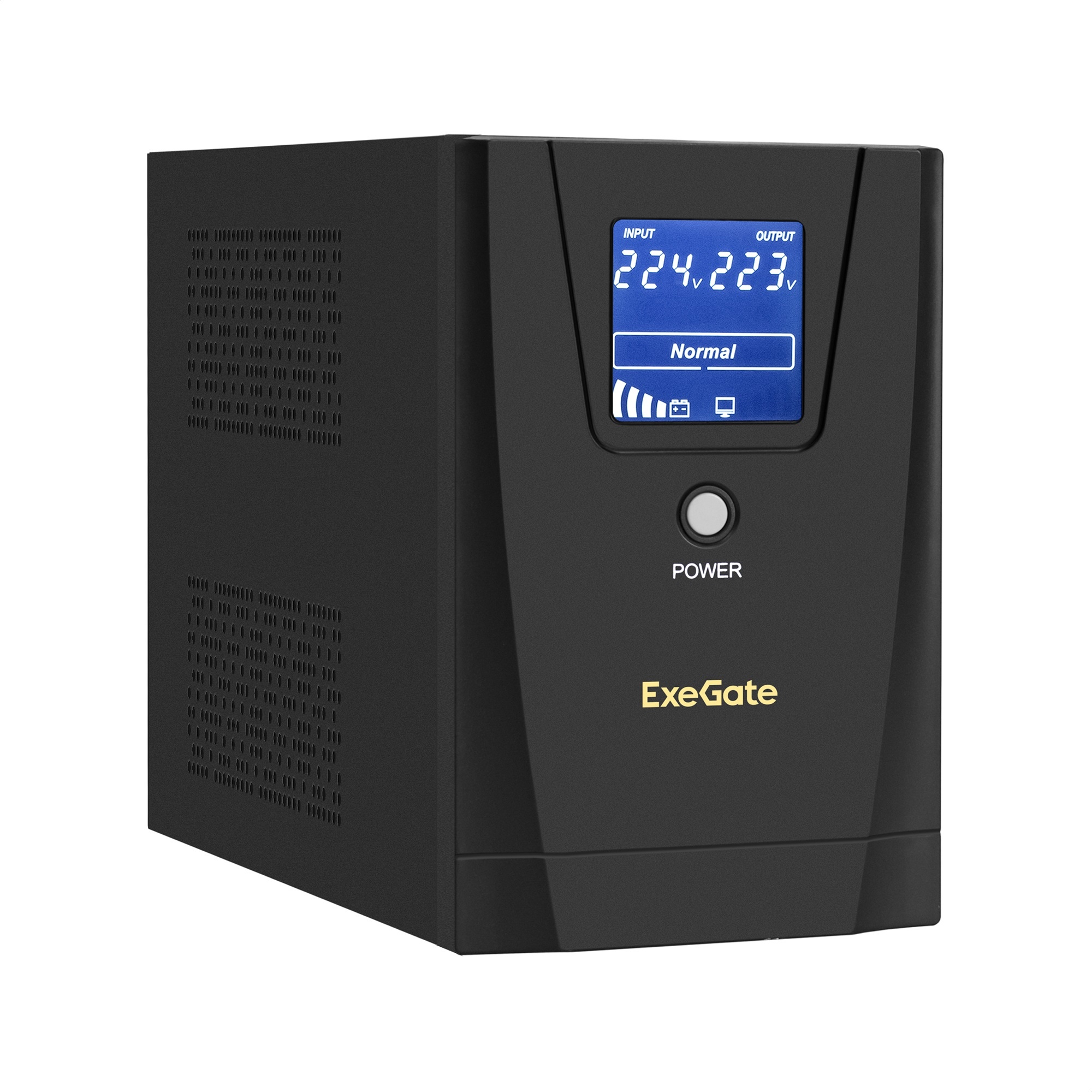 ИБП ExeGate SpecialPro Smart LLB-1500.LCD.AVR.2SH.3C13 (1500VA/950W, LCD, AVR, 2*Schuko+3*C13, батарея 12V 9Ah - 2 шт., металлический корпус, Black)