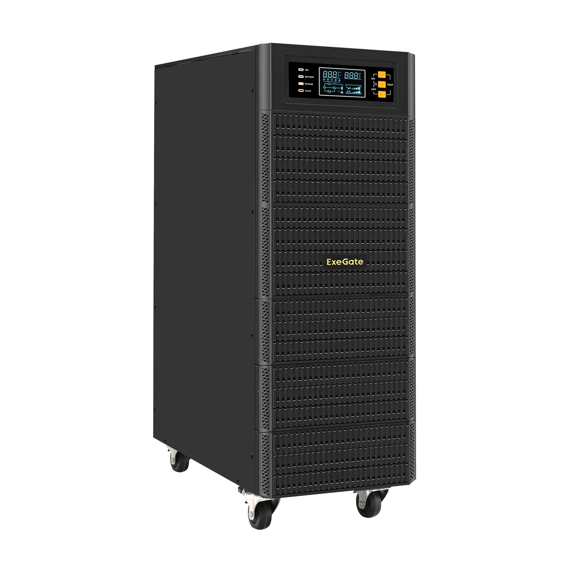 ИБП On-line ExeGate PowerExpert TL-575-10kVA.240V.LCD.AVR.T.USB.RS232.SNMP (10000VA/10000W, On-Line, PF=1, LCD, клеммы, RS232, USB, SNMP-slot, батарея 12V 7.2Ah -20шт, возможность подключения до 4 внешних батарейных блоков 240В, Tower, металлич