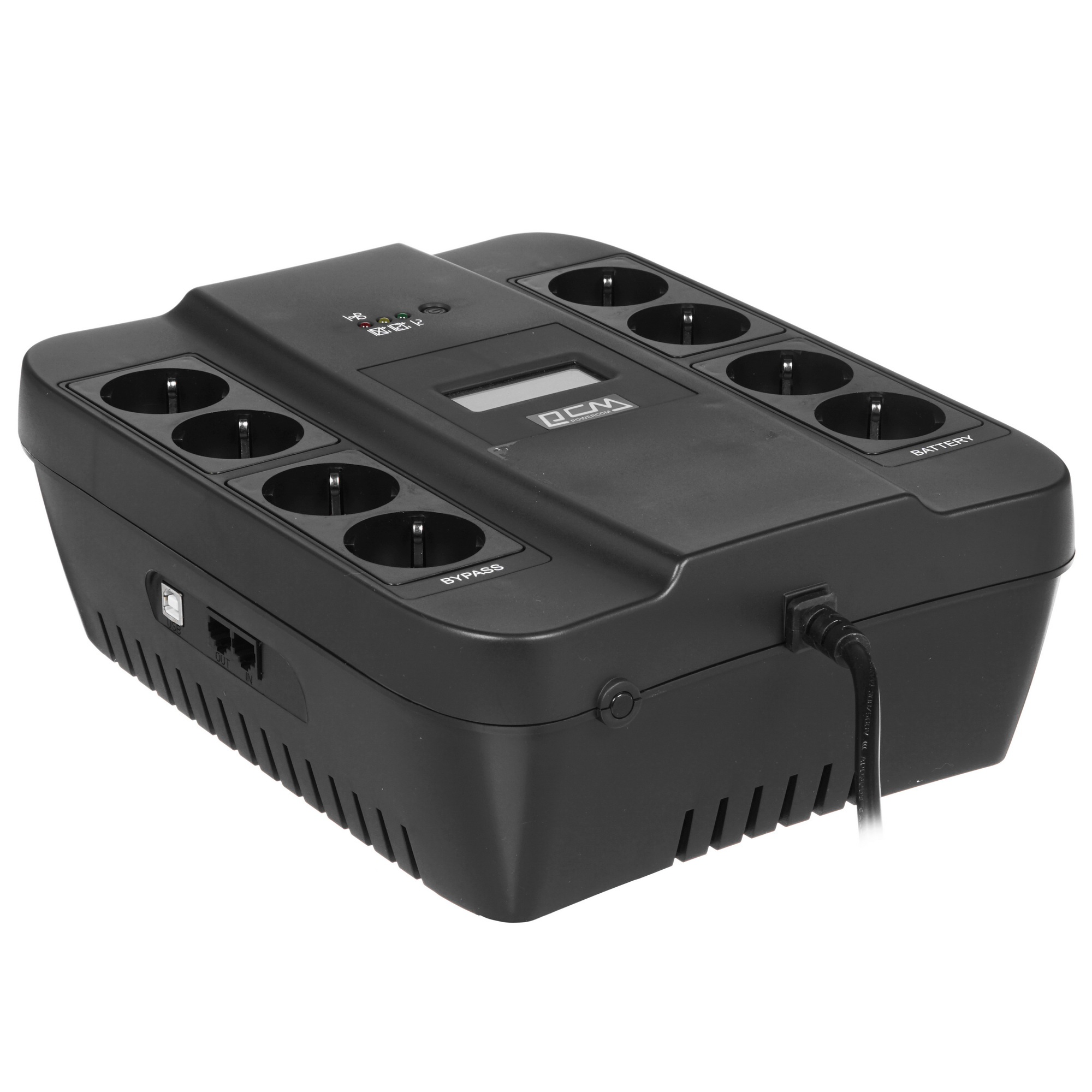 Источник бесперебойного питания Powercom Back-UPS SPIDER, Line-Interactive, LCD, AVR, 750VA/450W, 8xSchuko outlets (4 surge & 4 batt), black (1138691)