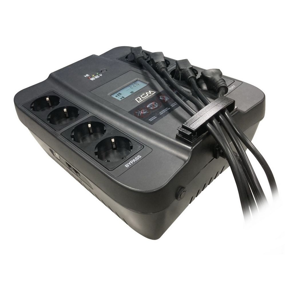 Источник бесперебойного питания Powercom Back-UPS SPIDER, Line-Interactive, LCD, AVR, 550VA/330W, 8xSchuko outlets (4 surge & 4 batt), USB, black (1456259)