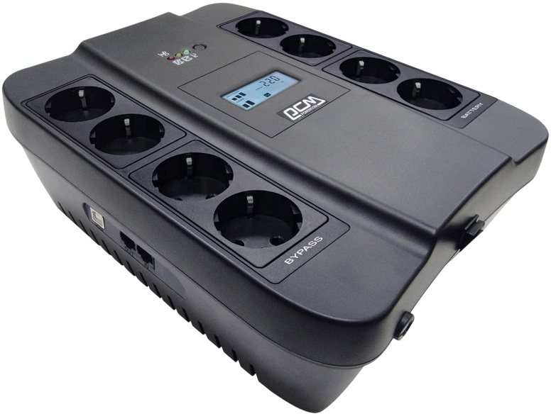 ИБП SPD-1100U LCD, линейно-интерактивный, цифровой дисплей,  1100 ВA, 605 Вт, 4 евророзетки с резерв