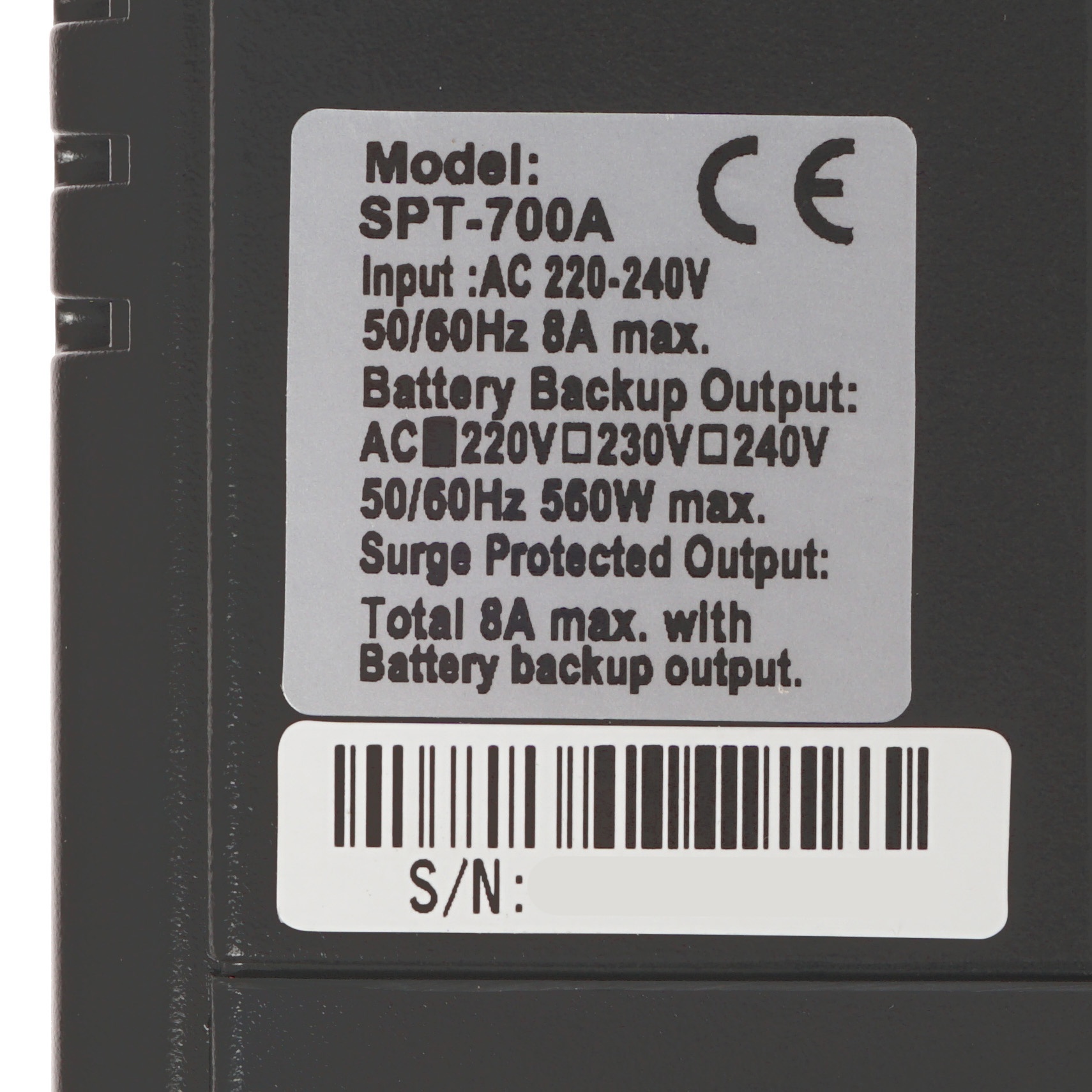 Источник бесперебойного питания Powercom Smart King Pro+ SPT-700, Line-Interactive, 700VA/560W, Tower, 5*IEC320-C13 (2 surge & 3 batt), black (1154033)