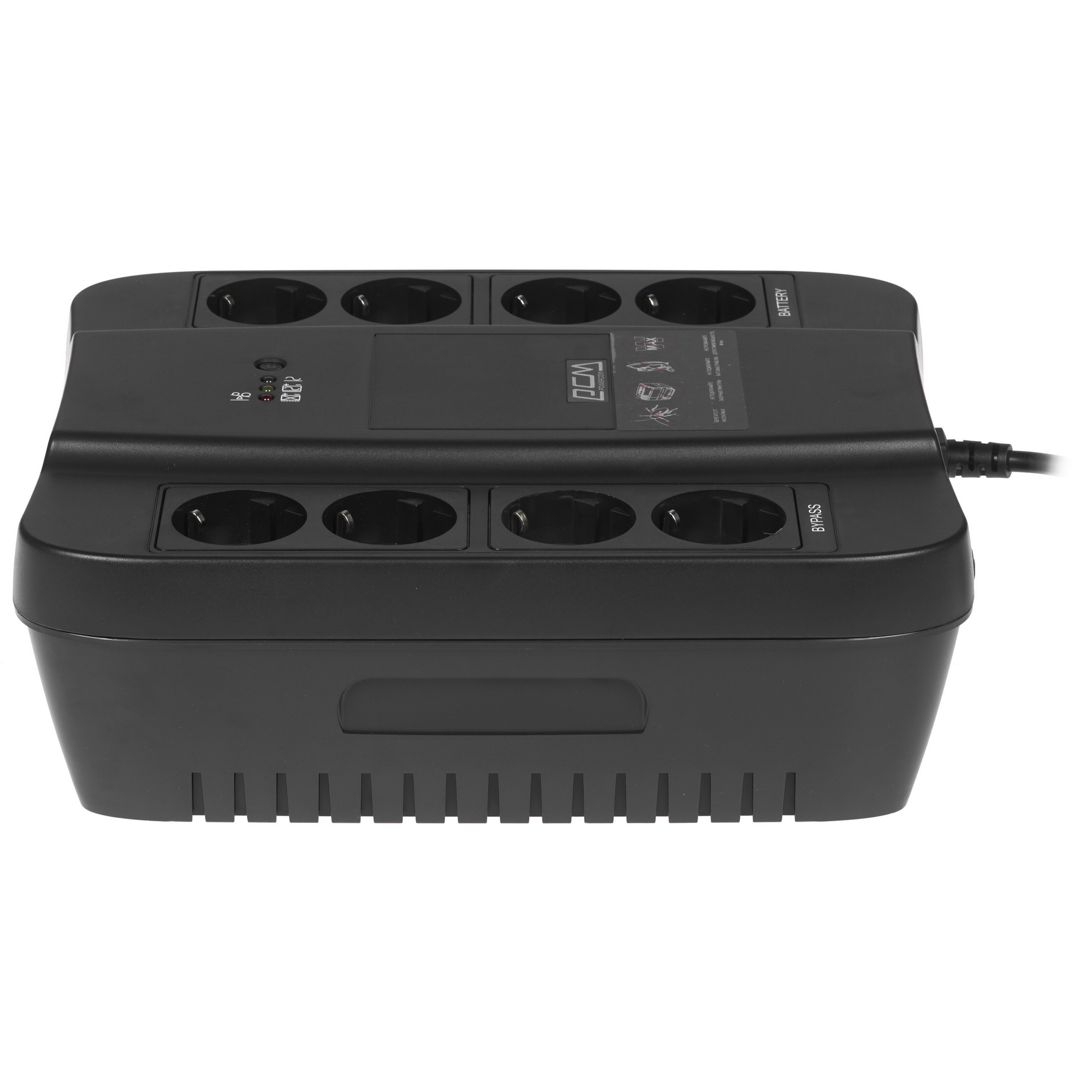 Источник бесперебойного питания Powercom Back-UPS SPIDER, OffLine, 450VA/270W, Tower, 8xSchuko outlets (4 surge & 4 batt) (332718)
