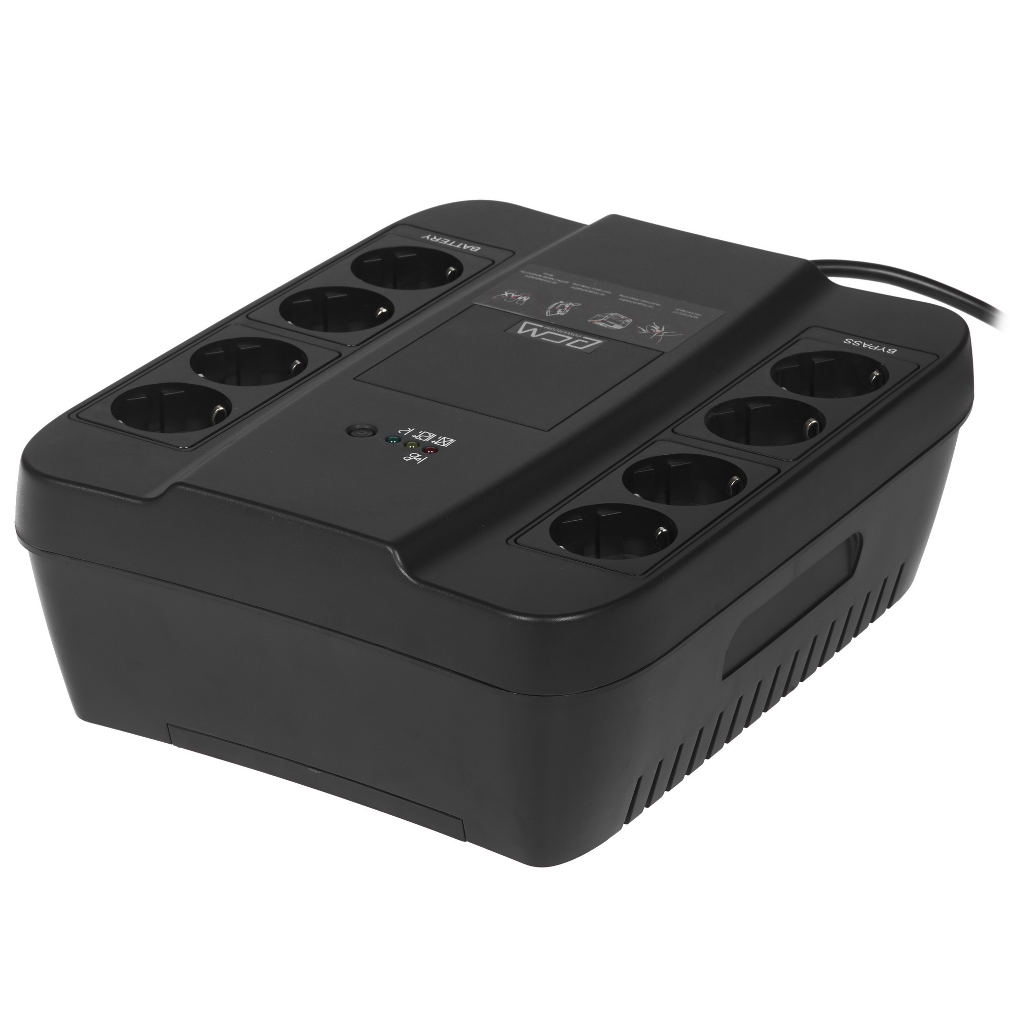 Источник бесперебойного питания Powercom Back-UPS SPIDER, OffLine, 450VA/270W, Tower, 8xSchuko outlets (4 surge & 4 batt) (332718)