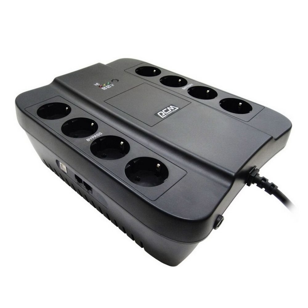 Источник бесперебойного питания Powercom Back-UPS SPIDER, Line-Interactive, 650VA/390W, Tower, 8xSchuko outlets (4 surge & 4 batt), USB (688275)