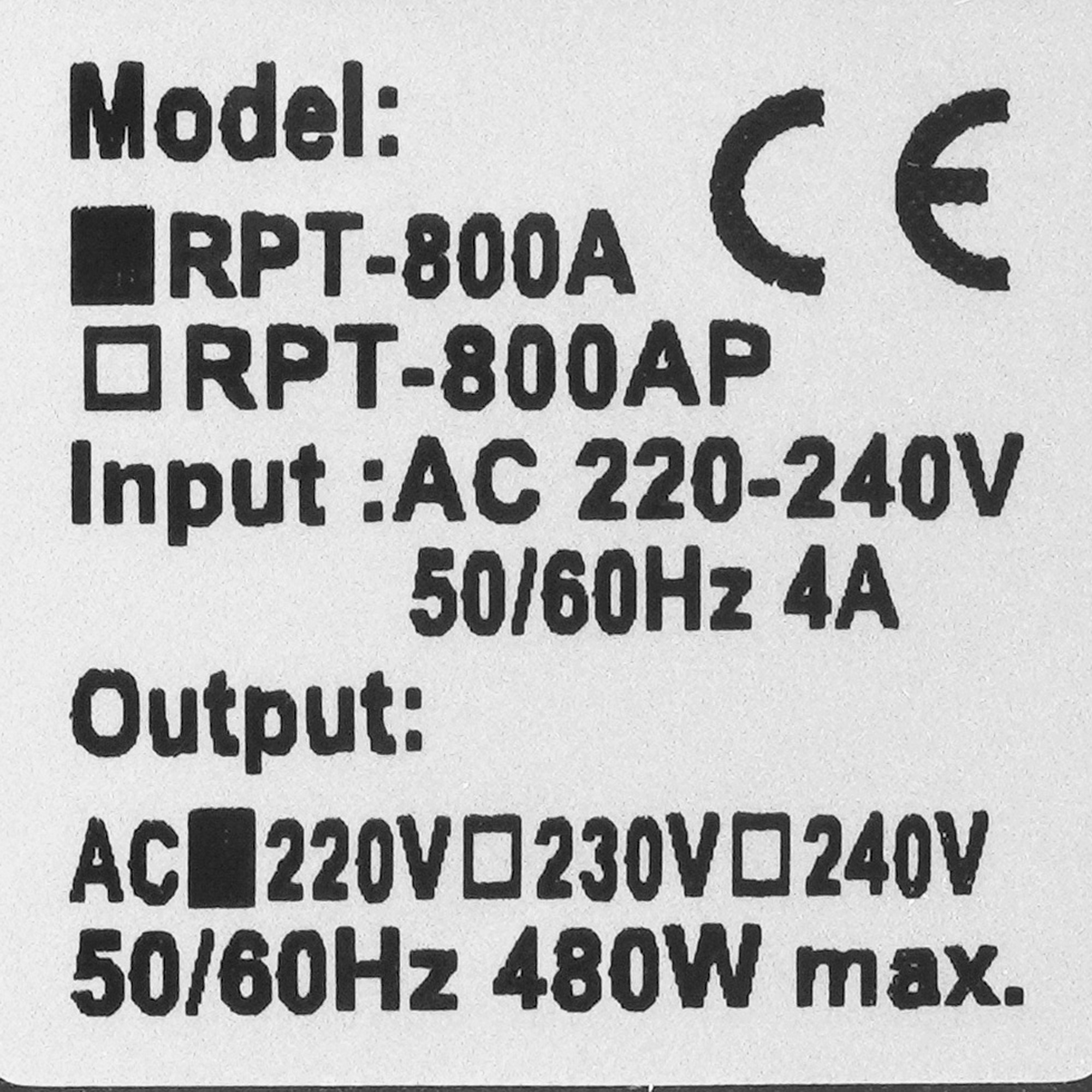 Источник бесперебойного питания Powercom Raptor RPT-800A 480Вт 800ВА черный