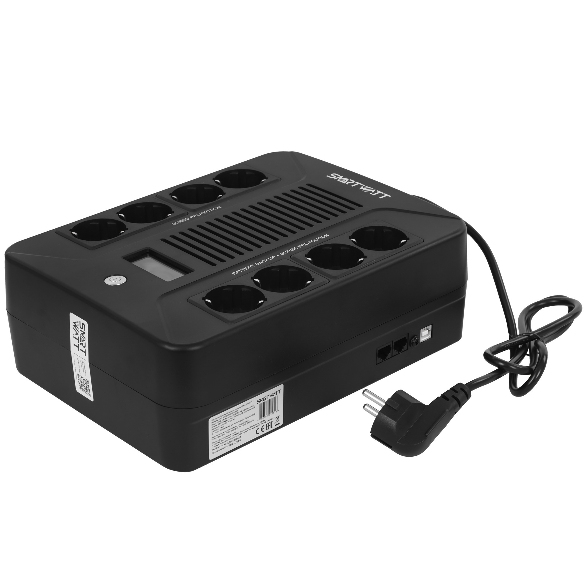 Источник бесперебойного питания SMARTWATT UPS SAFE PRO LCD 600 Line-interactive 600VA/360W Brick (Eu