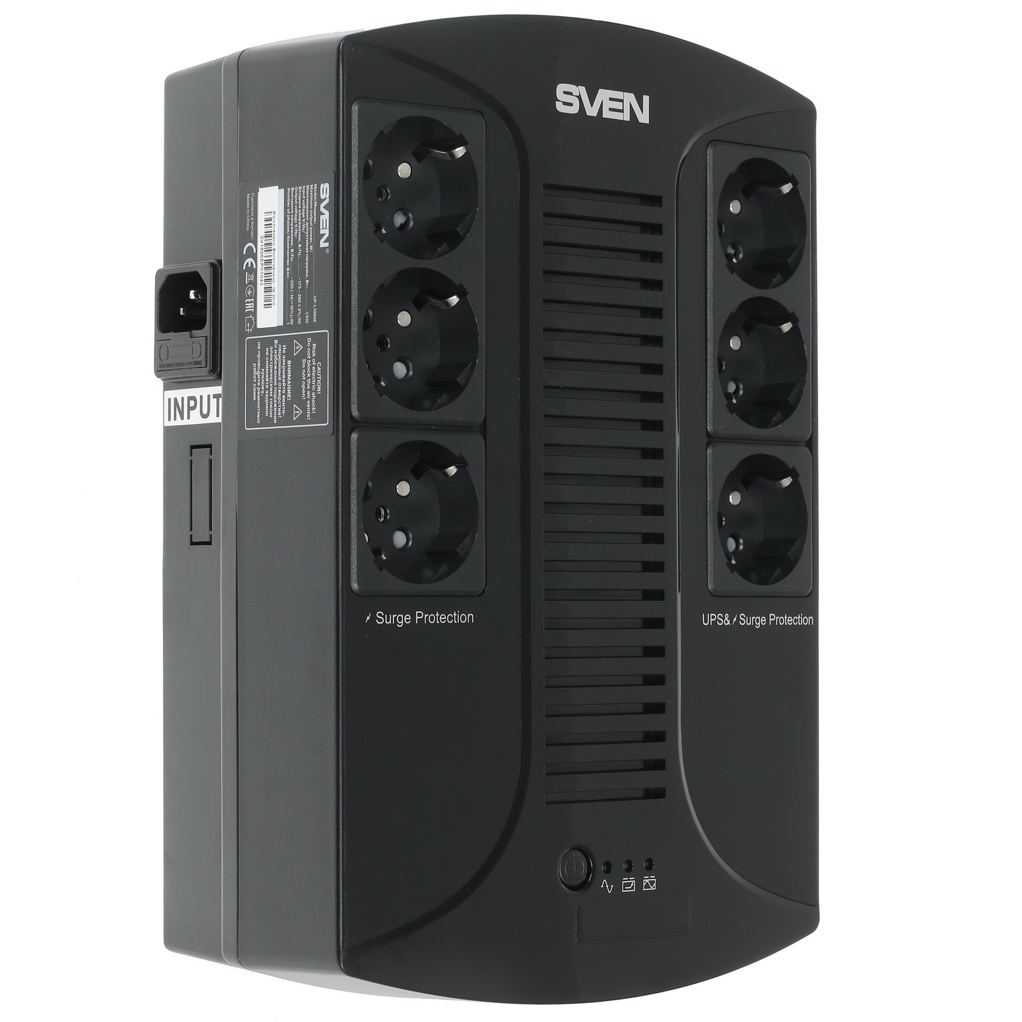 Источник бесперебойного питания SVEN UP-L1000E 1000VA/500W (6 розеток: 3х UPS/сетевой фильтр+3 x сет