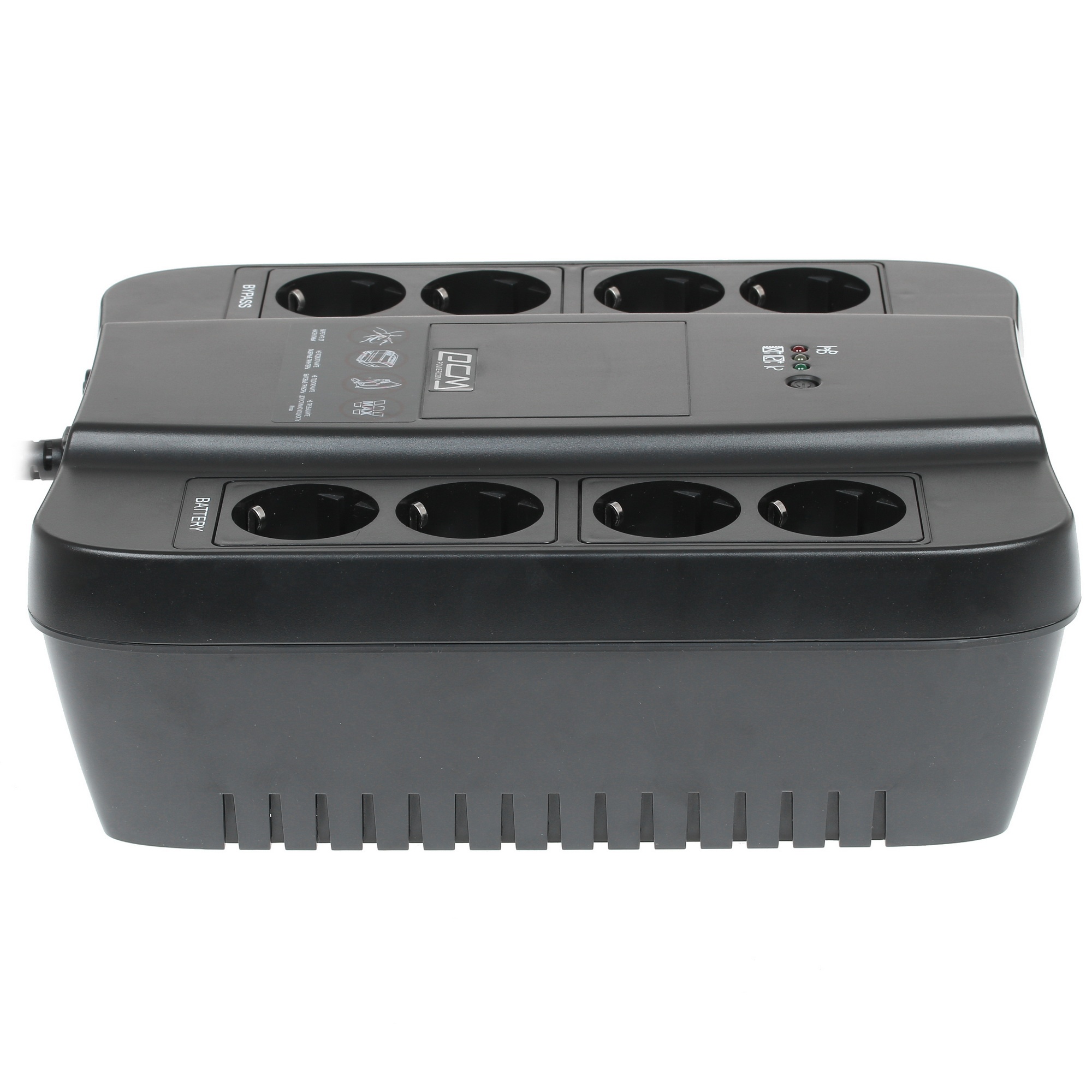 Источник бесперебойного питания Powercom Back-UPS SPIDER, OffLine, 850VA/510W, Tower, 8xSchuko outlets (4 surge & 4 batt) (332715)