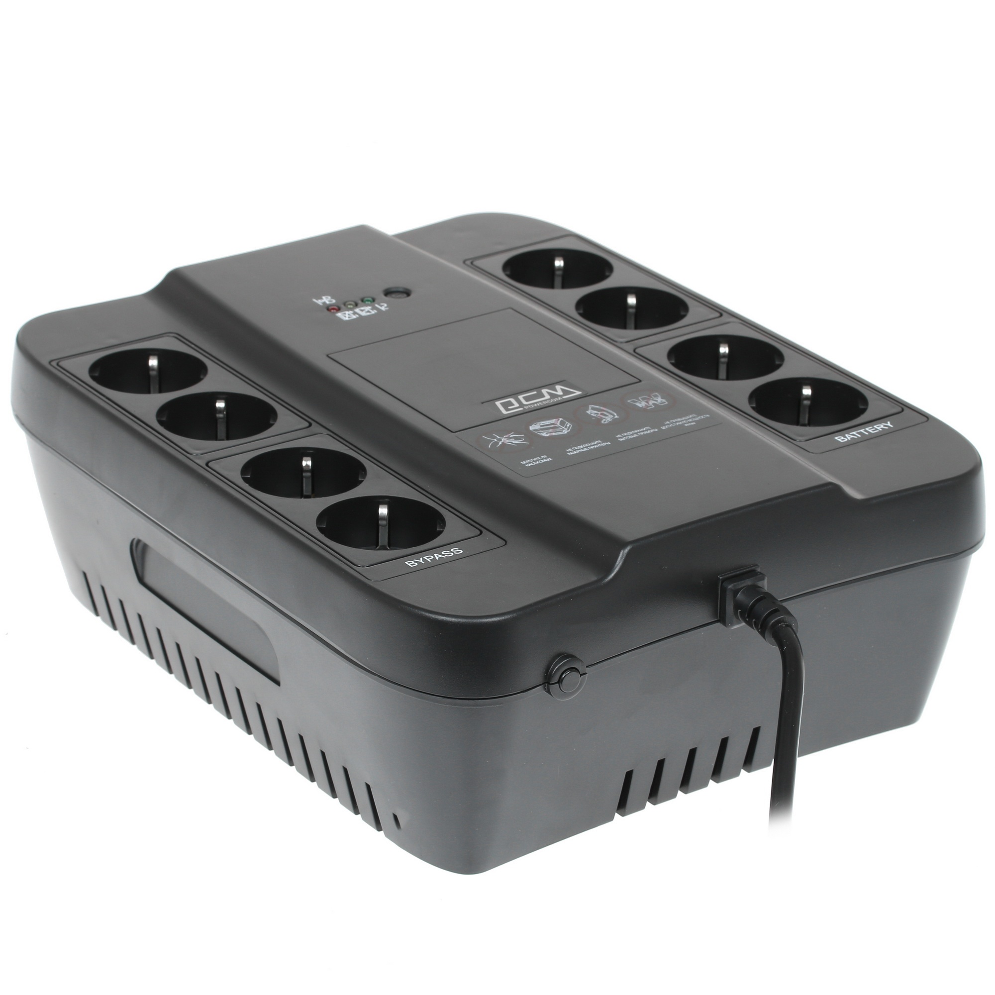 Источник бесперебойного питания Powercom Back-UPS SPIDER, OffLine, 850VA/510W, Tower, 8xSchuko outlets (4 surge & 4 batt) (332715)