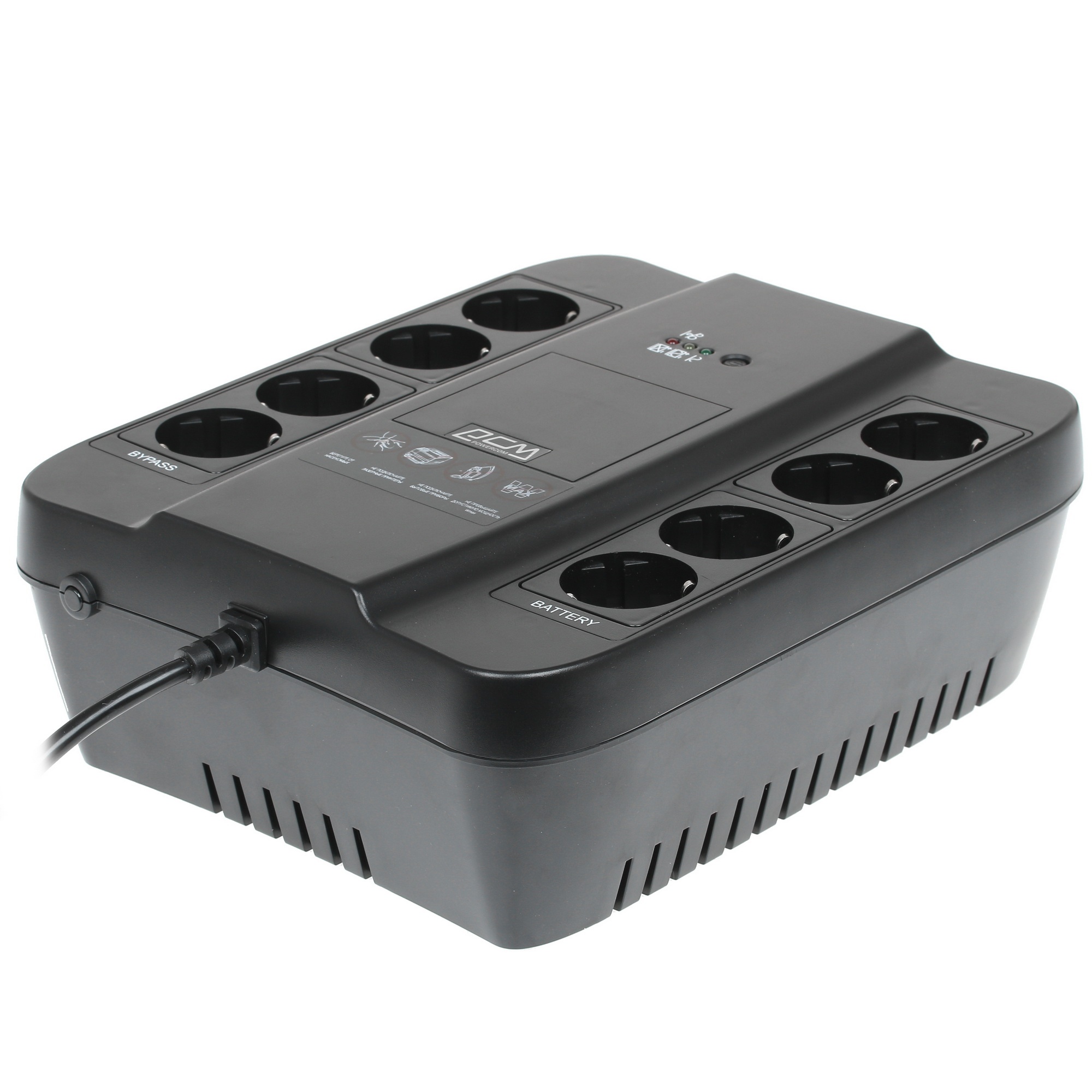 Источник бесперебойного питания Powercom Back-UPS SPIDER, OffLine, 850VA/510W, Tower, 8xSchuko outlets (4 surge & 4 batt) (332715)