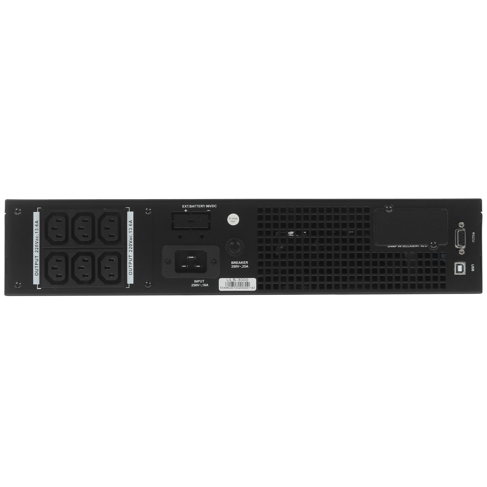 ИБП On-line ExeGate PowerExpert ULS-3000.LCD.AVR.6C13.USB.RS232.SNMP.2U (3000VA/3000W, On-Line, PF=1, LCD, 6*C13, RS232, USB, SNMP-slot, батарея 12V 7.2Ah - 6шт, Rackmount 2U/Tower, металлический корпус, Black)