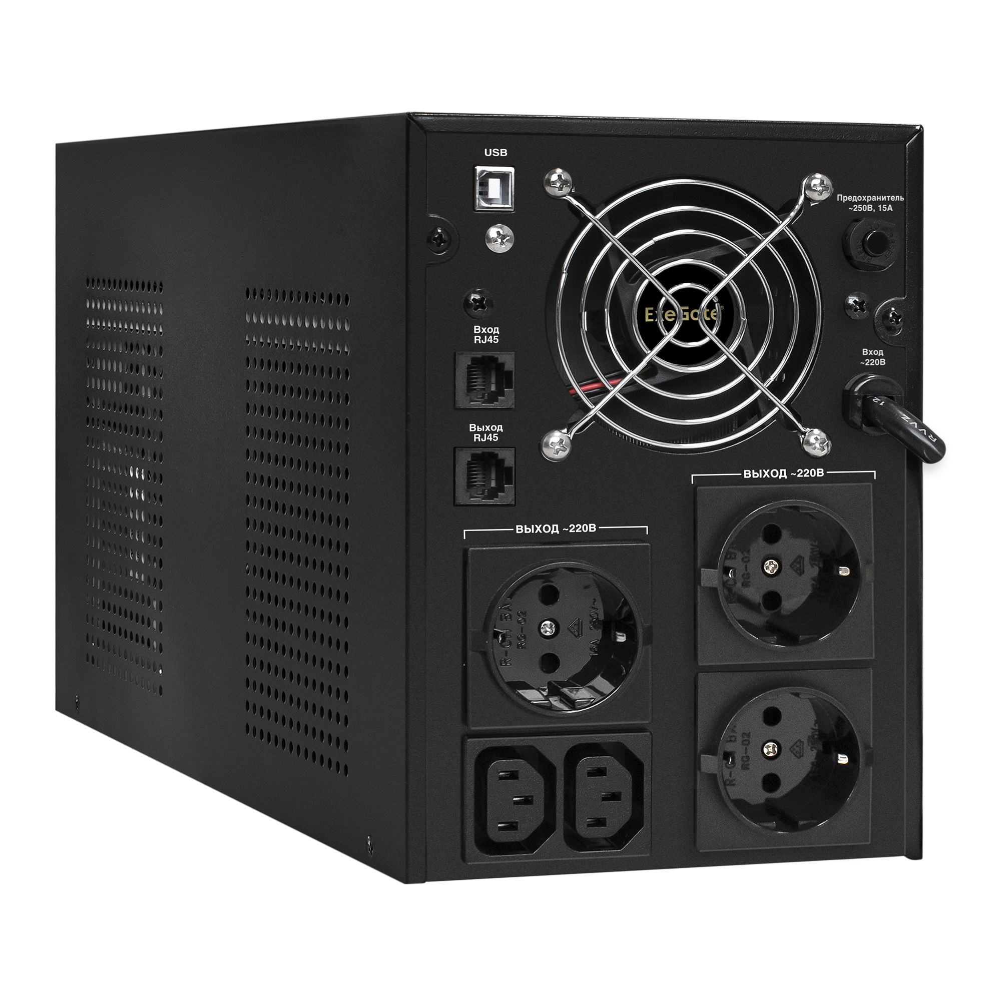 ИБП ExeGate SpecialPro UNB-3000.LED.AVR.3SH.2C13.RJ.USB (3000VA/1800W,LED, AVR,3*Schuko+2*C13,RJ45/11,USB, батарея 12V 9Ah - 4 шт., металлический корпус, Black)