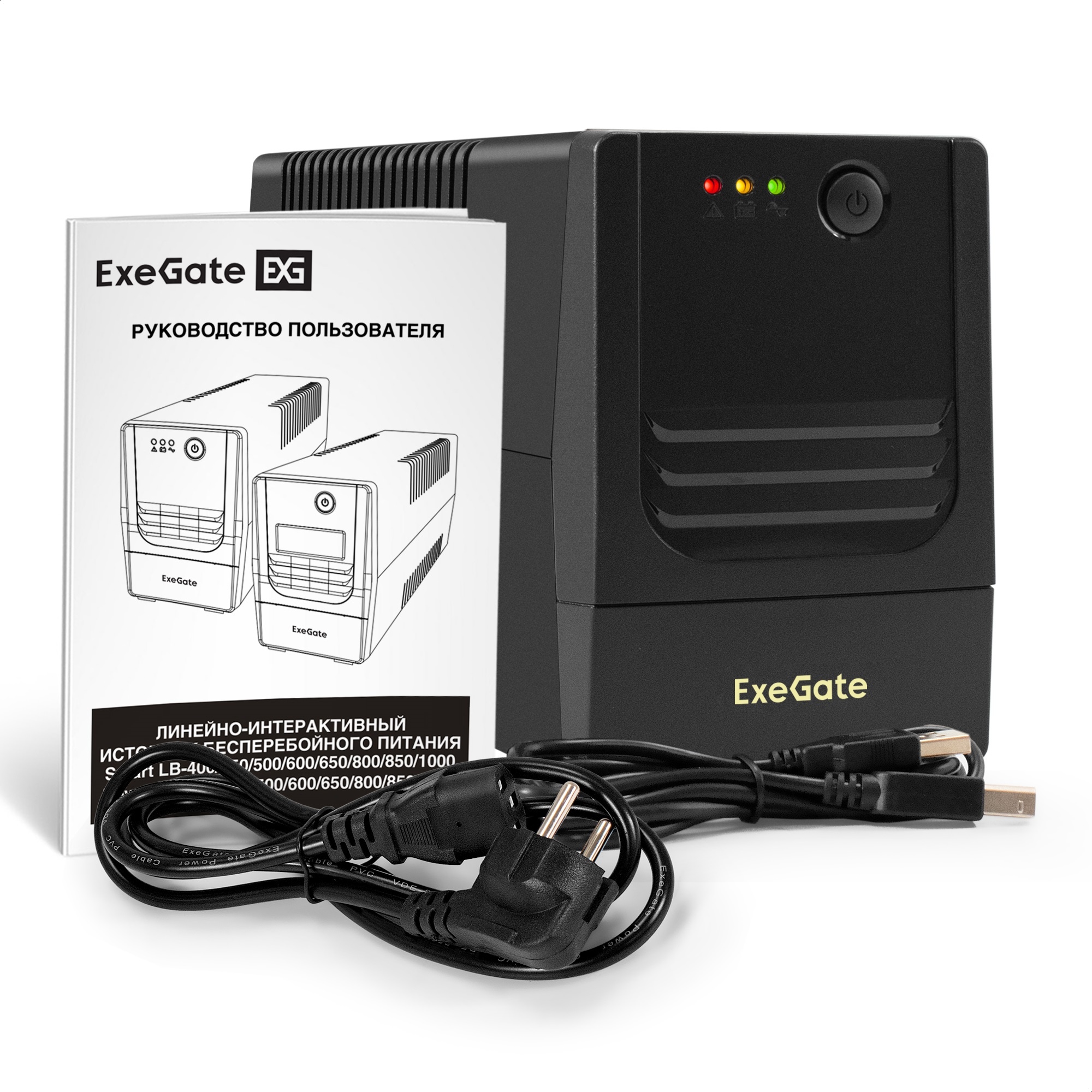 ИБП ExeGate Power NB-1000.LED.AVR.4C13.USB (1000VA/650W, LED, AVR, 4*C13, USB, батарея 12V 9Ah, Black)