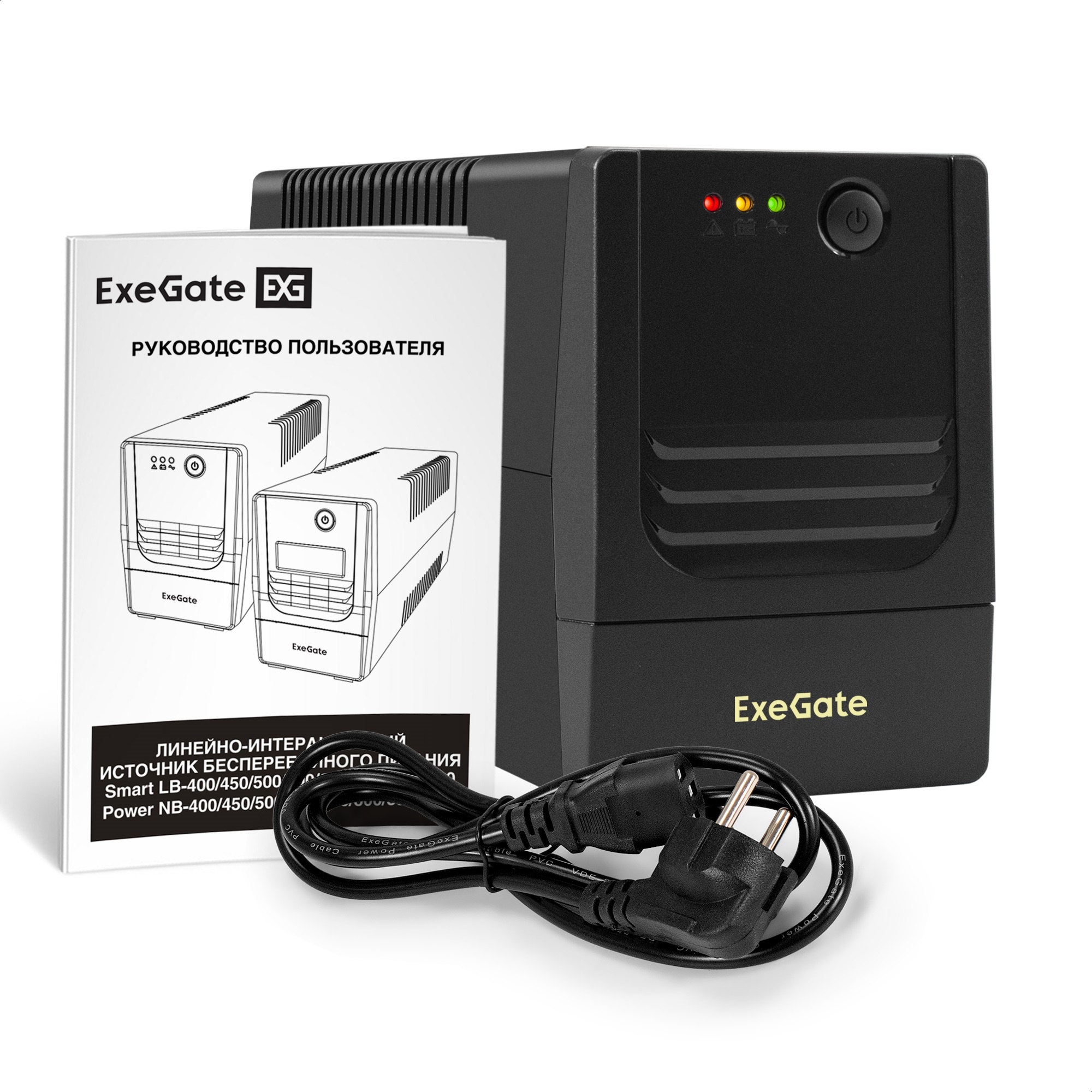 ИБП ExeGate Power NB-500.LED.AVR.4C13 (500VA/300W, LED, AVR, 4*C13, батарея 12V 4.5Ah, Black)