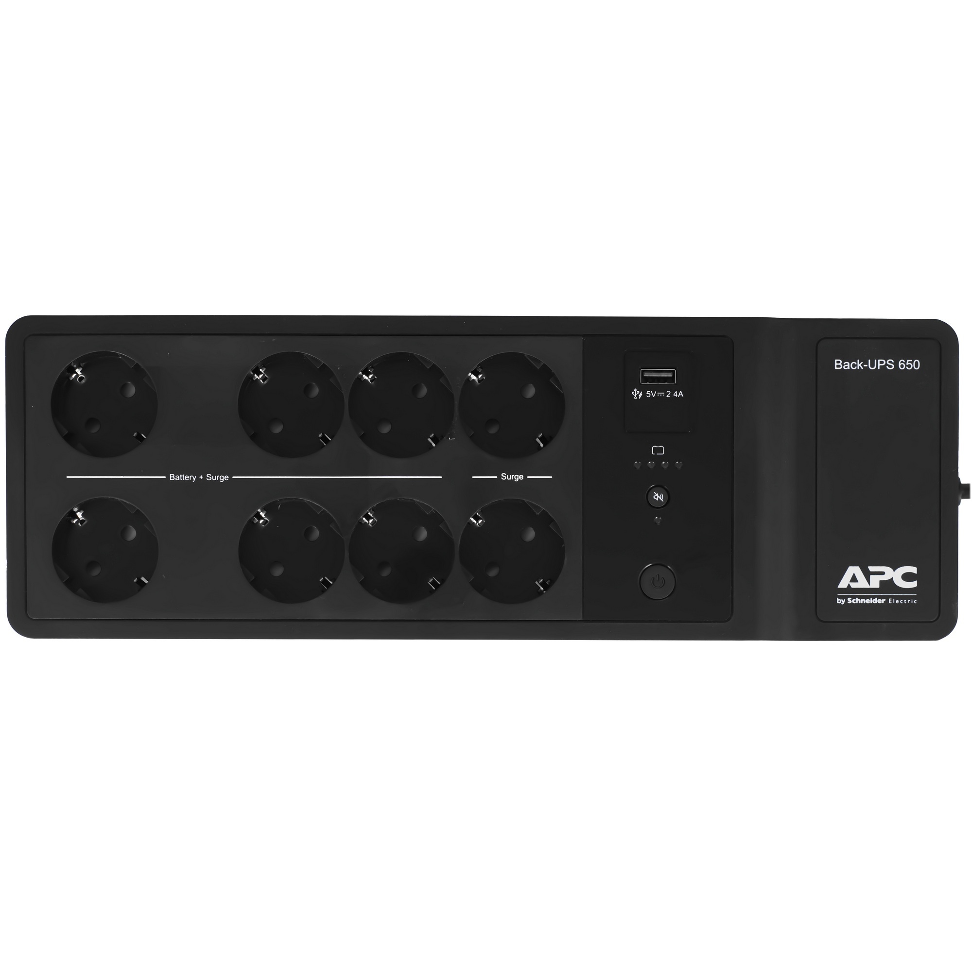 Источник бесперебойного питания APC Back-UPS ES 650VA/400W, 230V, 8 Schuko (2 Surge & 6 batt.), USB, USB charge(type A), Data/DSL protection,(BE650G2-RS analogue), 1 year warranty