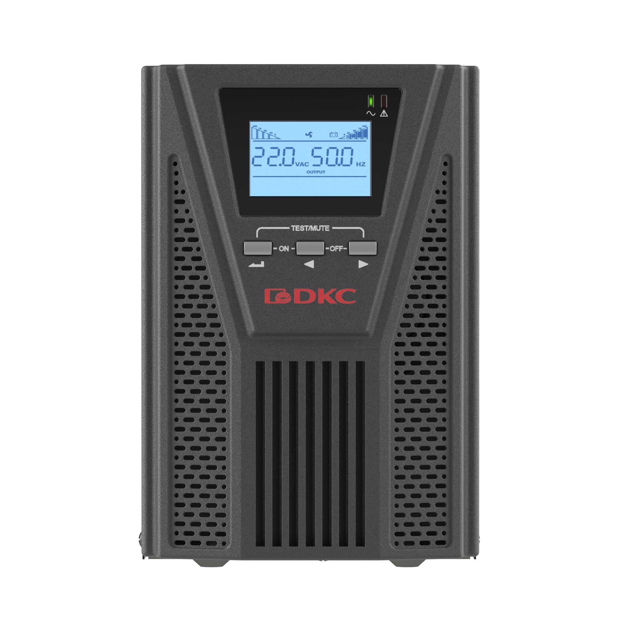 Онлайн ИБП ДКС серии Small Tower, 1000 ВА/900 Вт, клеммы, EPO, USB, RS- 232, RJ45, з/у 1А, 3 x 7 Ач